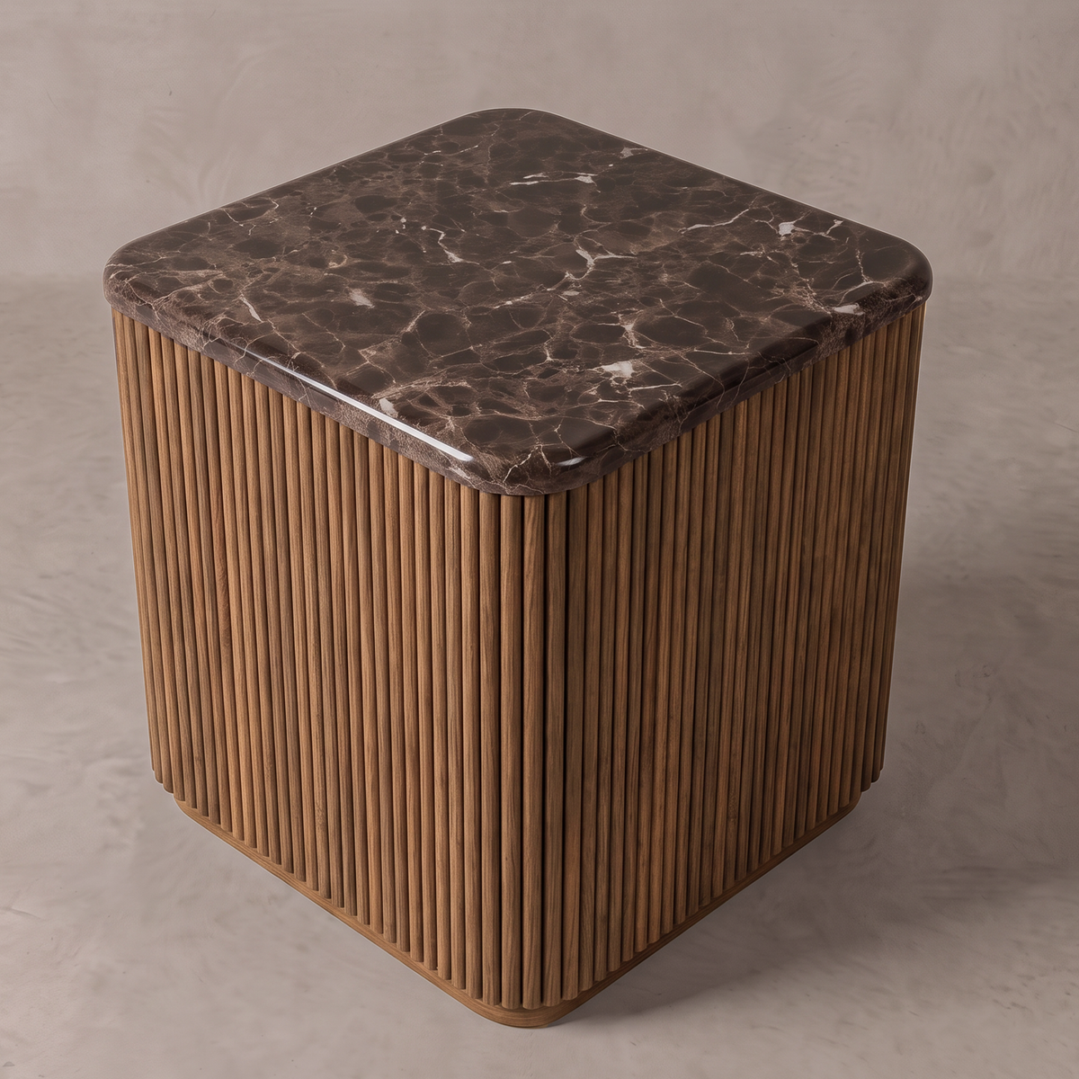 Infinity Dark Emperador Marble SIDE Table - NATURAL