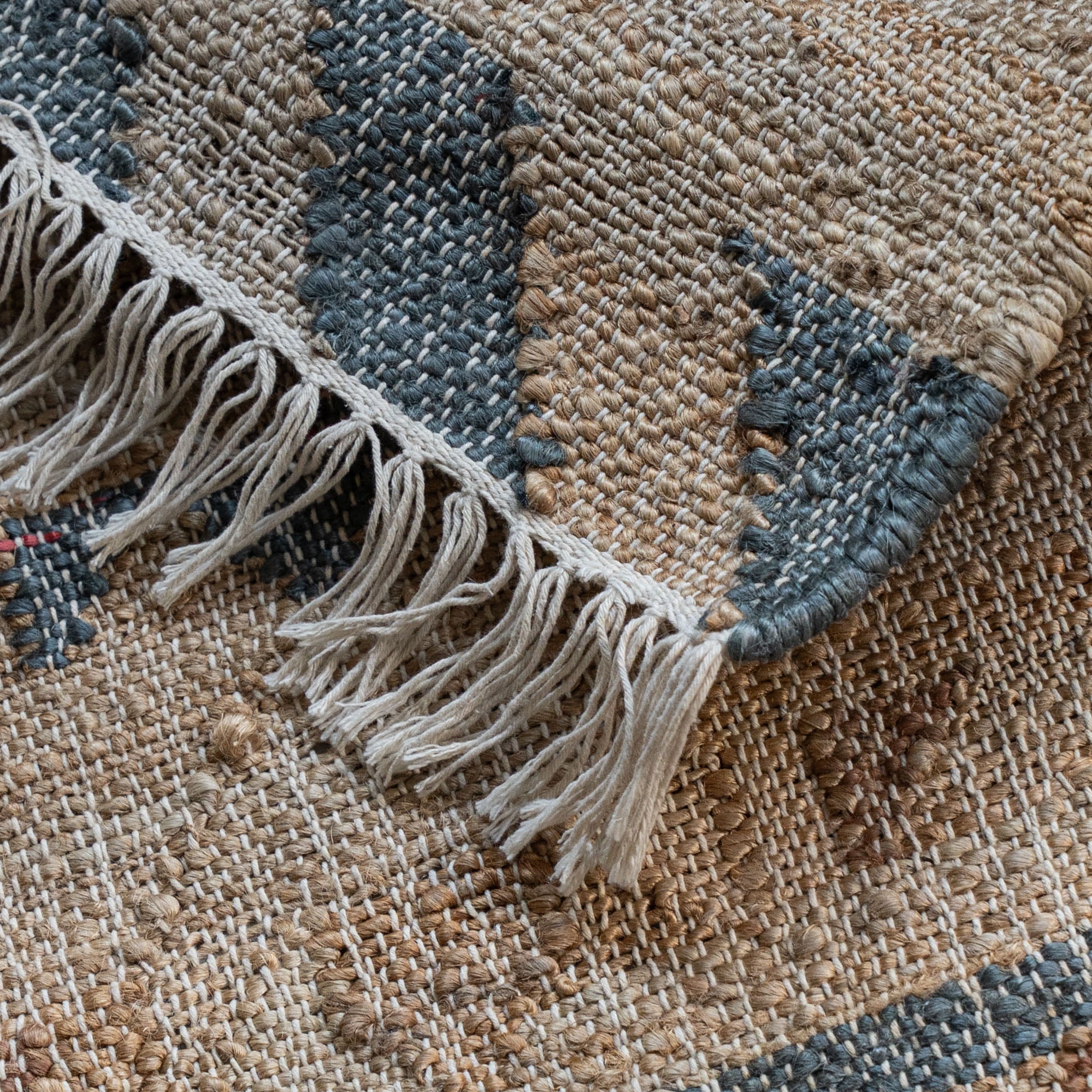 سجادة بانجا من الجوت (TLR0063) سجادة صوفية مصنوعة يدوياً باللون الأزرق المخضر