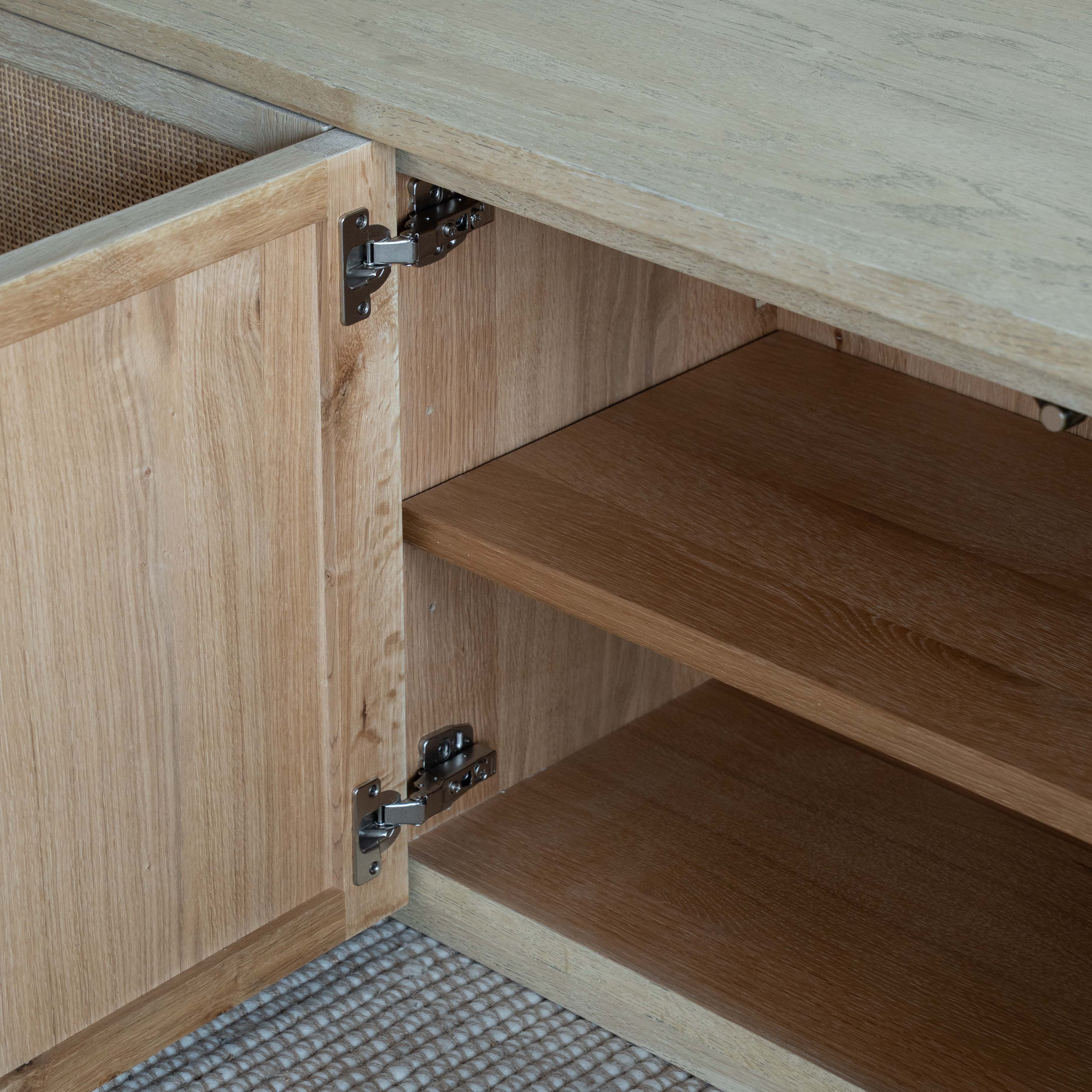 Kago Rattan Cane Modern Oak Wood TV UNIT - NATURAL