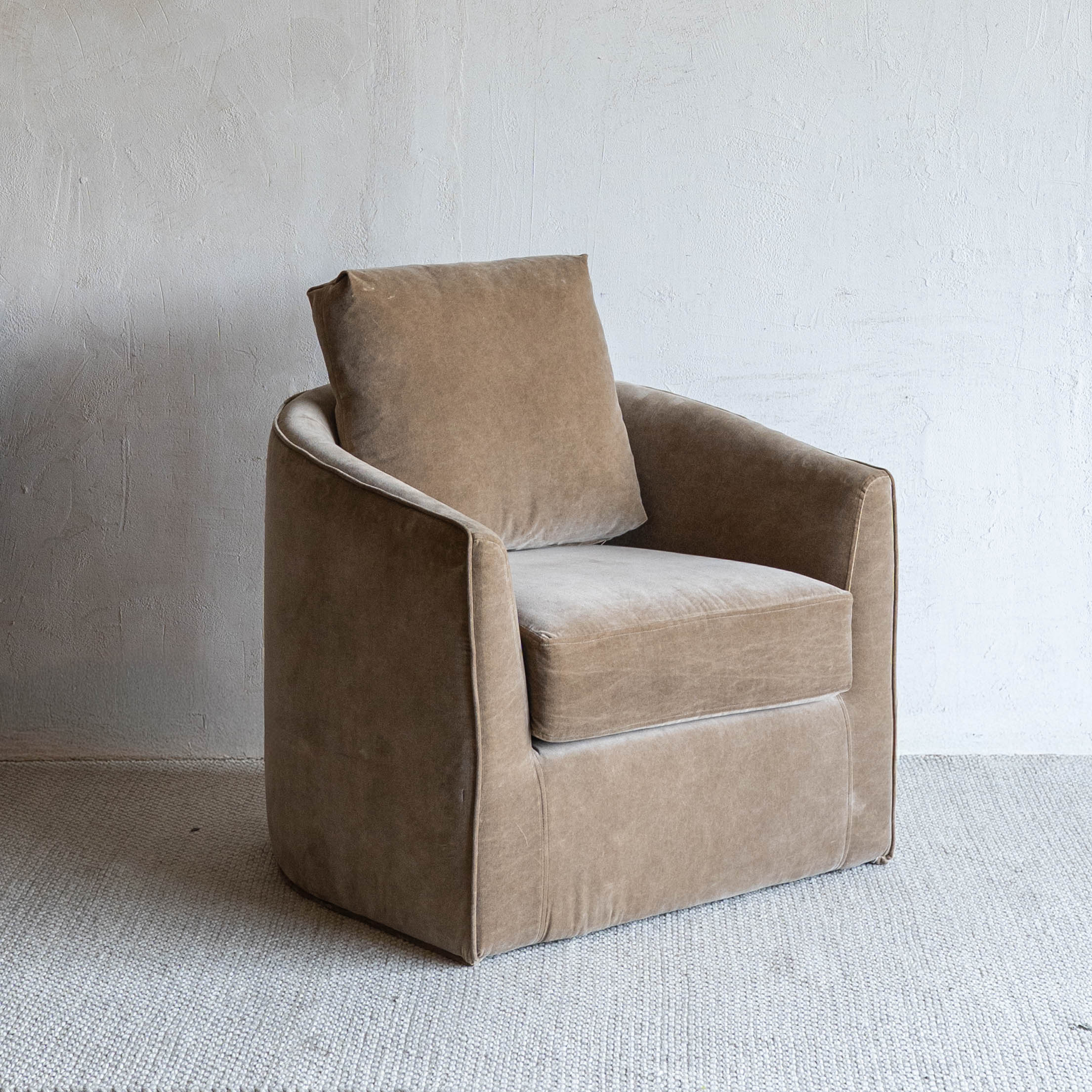 Kaira Modern Swivel Armchair - Camel Brown