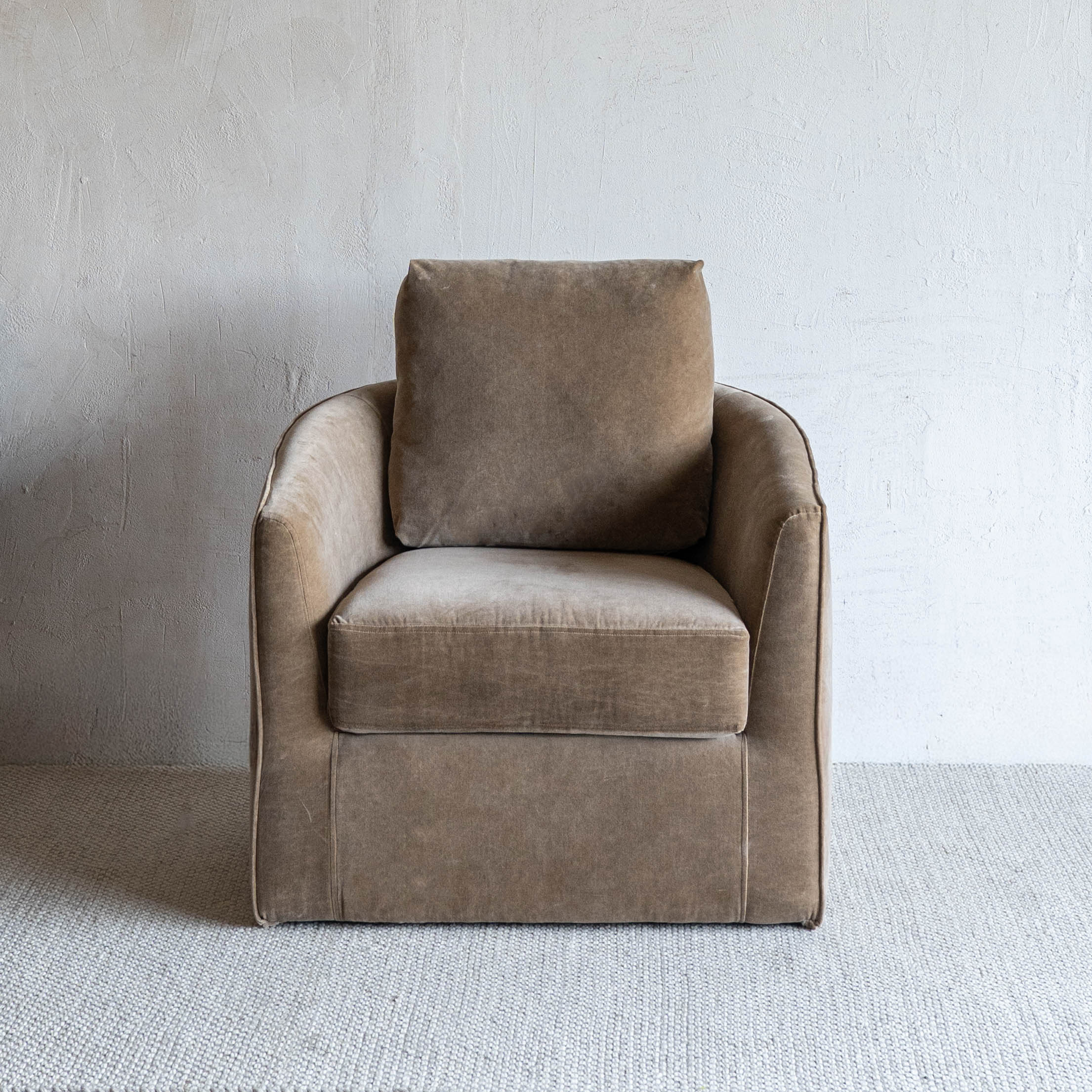 Kaira Modern Swivel Armchair - Camel Brown