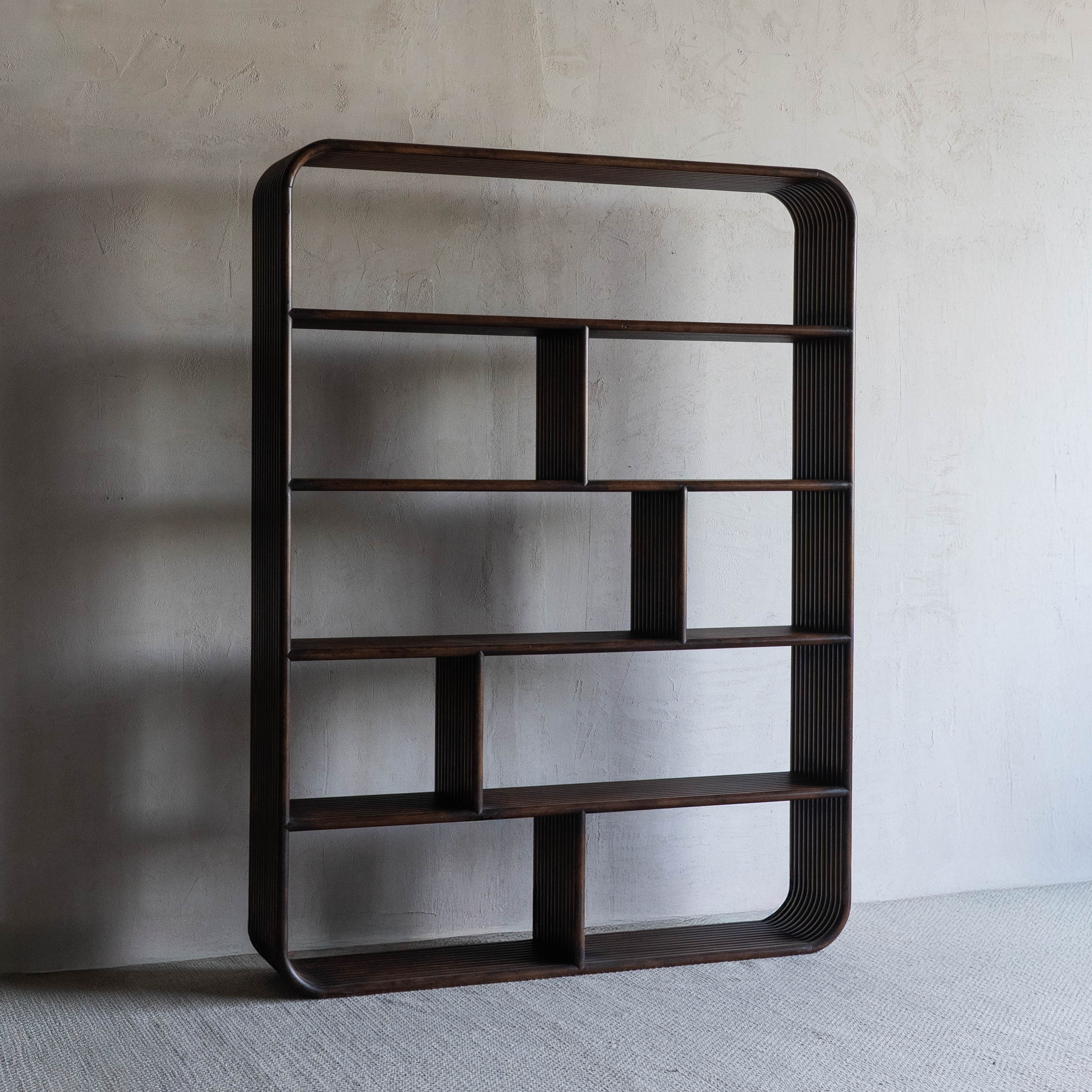 Kallum Mid-century Ribbed Wood Book Shelf
