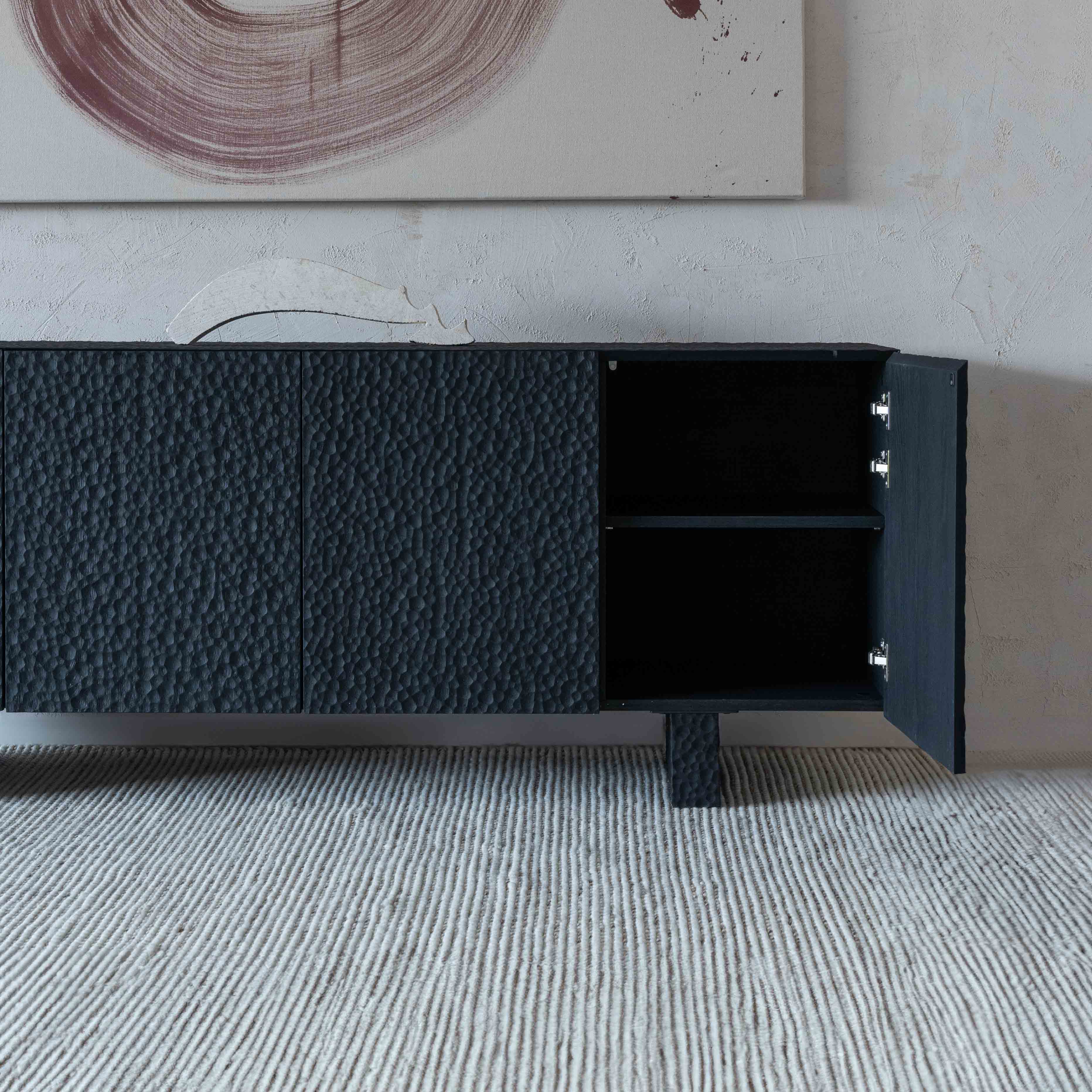 Kapella Modern Black Wood Sideboard | Buffet Cabinet - Sideboard - WS Living - UAE Wood and steel Furnitures in Dubai