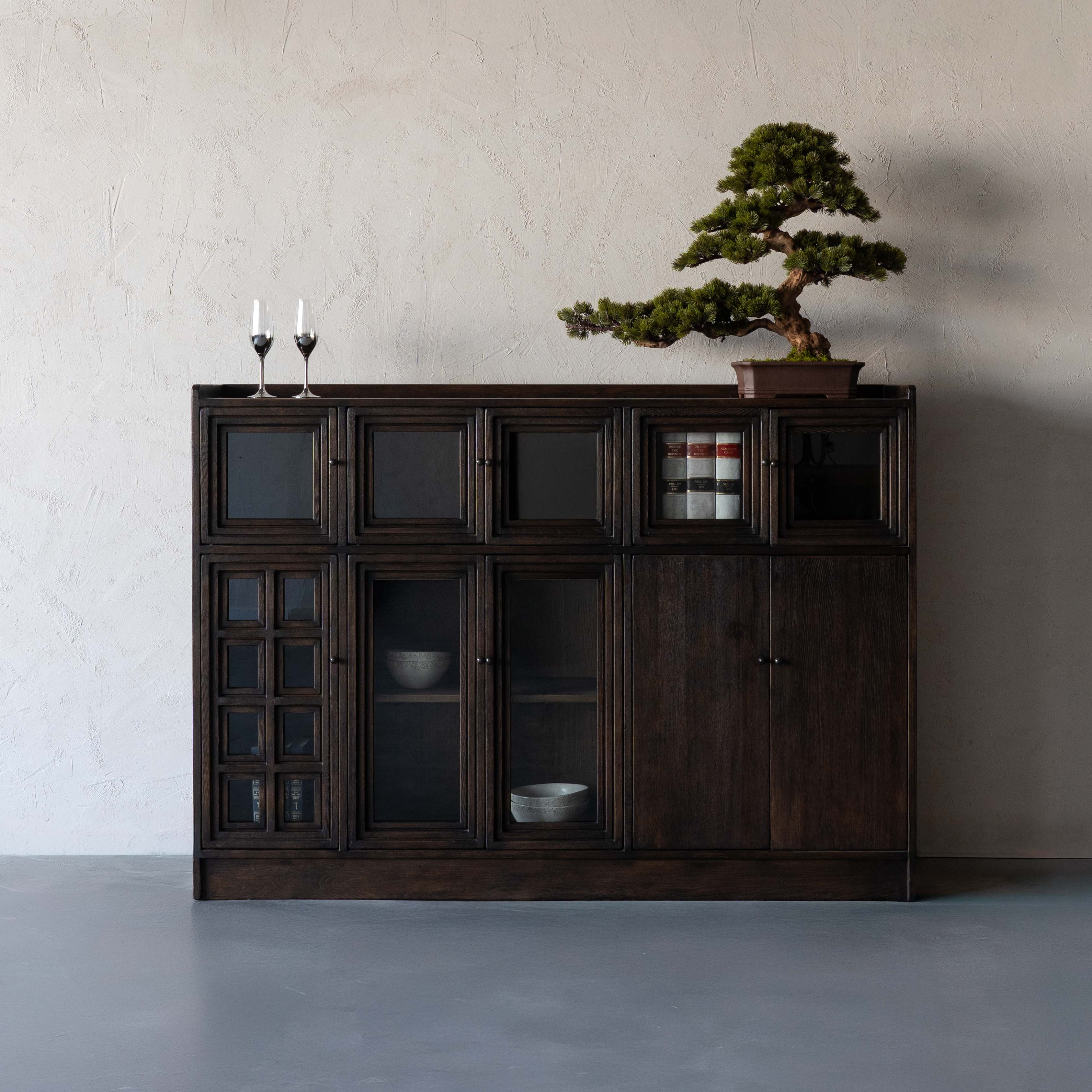 Elias Dark Wood and Glass Vintage Style Cabinet - GD148-A