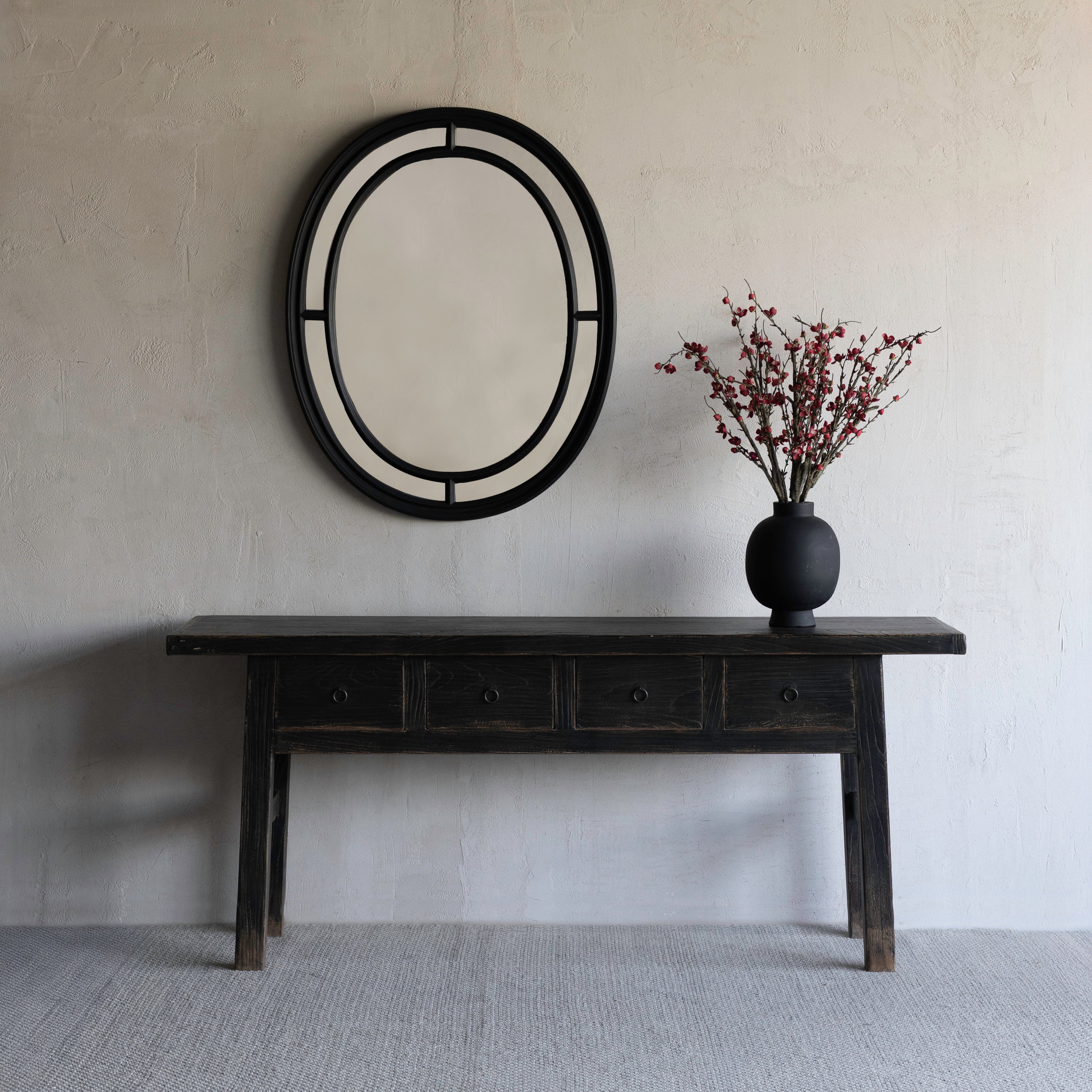 Lysander Antique Elm Wood Console Table w/Drawers