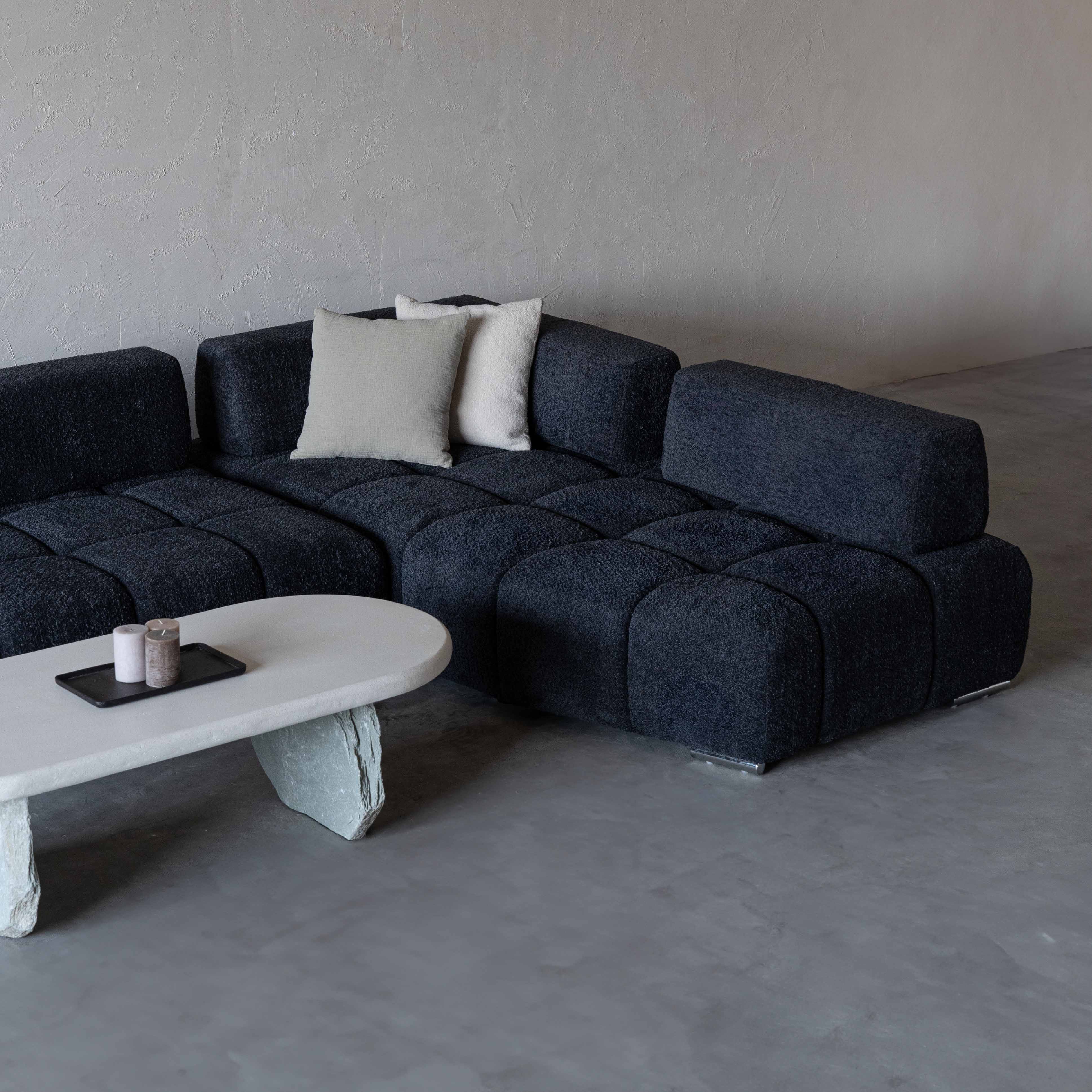 Lama Modern Black Corner Sofa | L Shape Extendable Sofa - Sofas - WS Living - UAE Modern Home Furniture Stores in Dubai