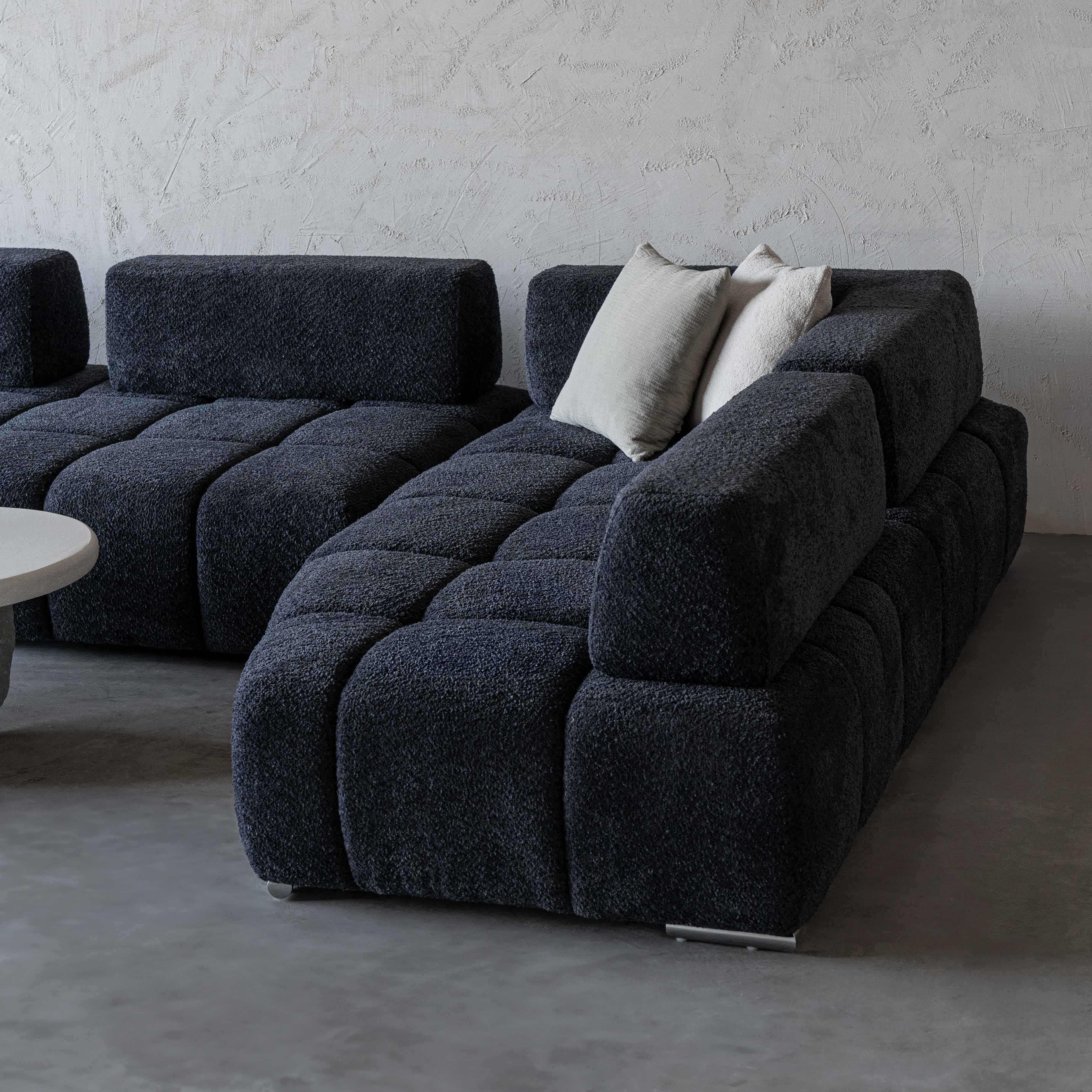 Lama Modern Black Corner Sofa | L Shape Extendable Sofa - Sofas - WS Living - UAE Modern Home Furniture Stores in Dubai