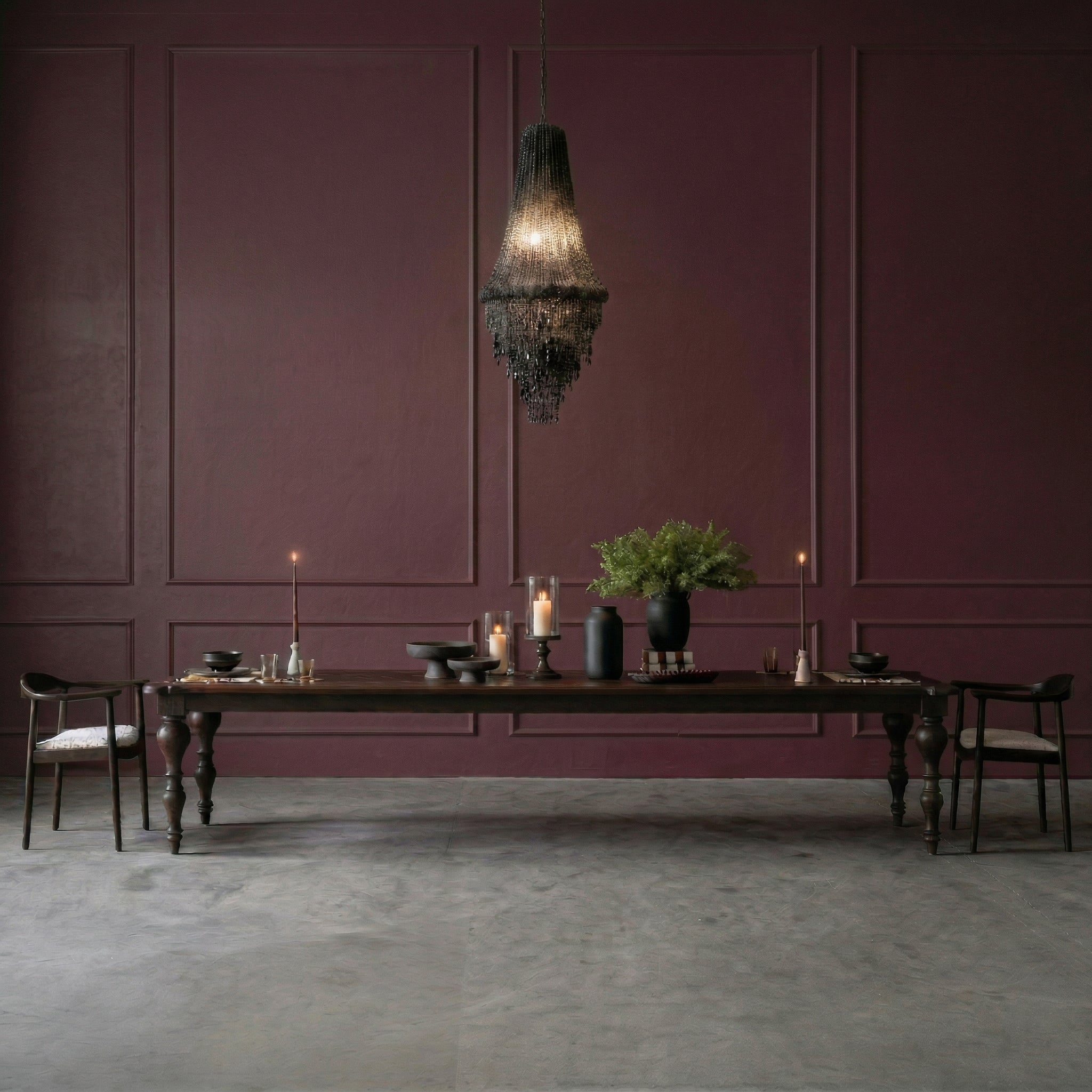 Lark Real Antique Dark Wood Long Dining Table