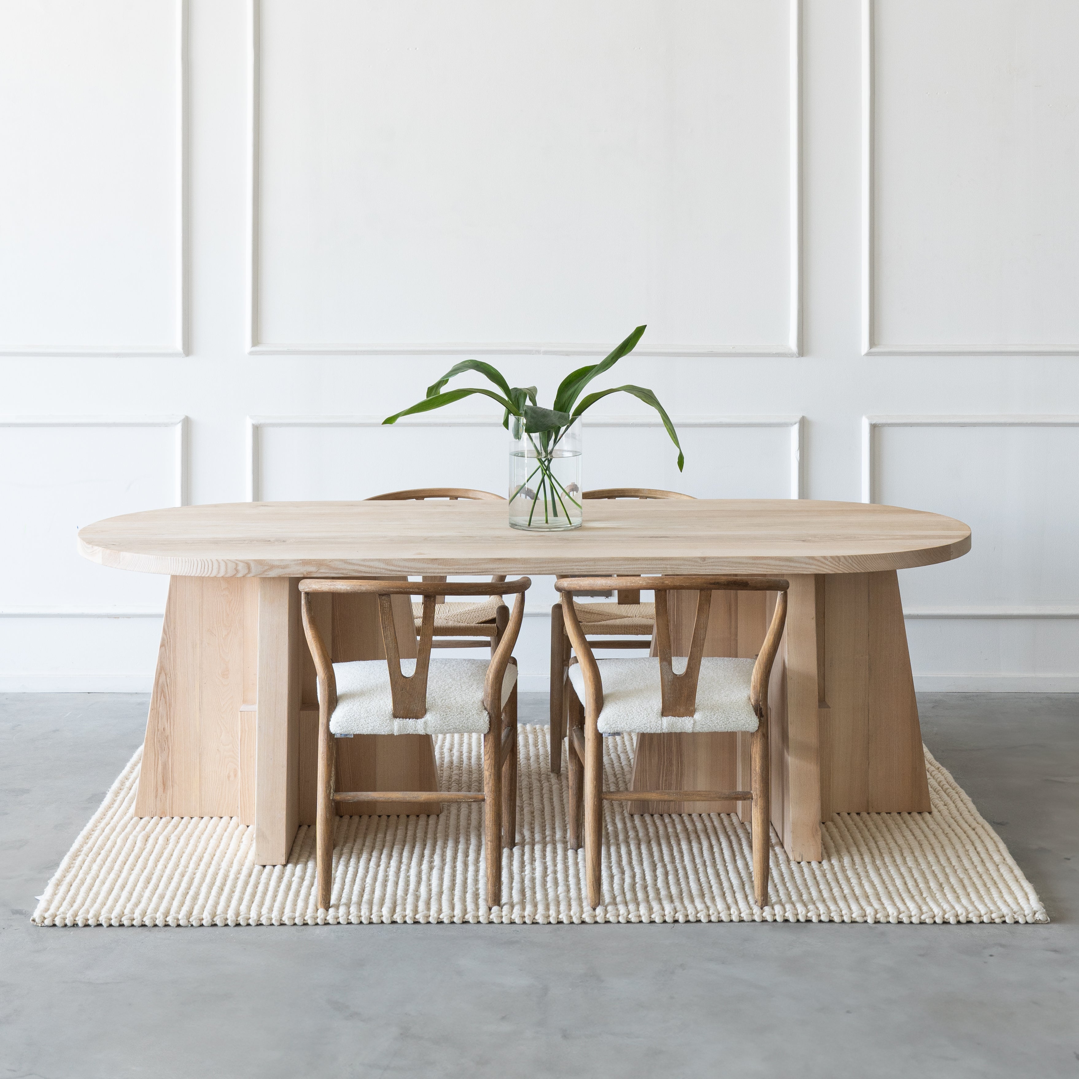 Lego Natural Solid Oak Wood Oval Dining Table  - WS Living - UAE - Dining Tables Wood and steel Furnitures - Dubai