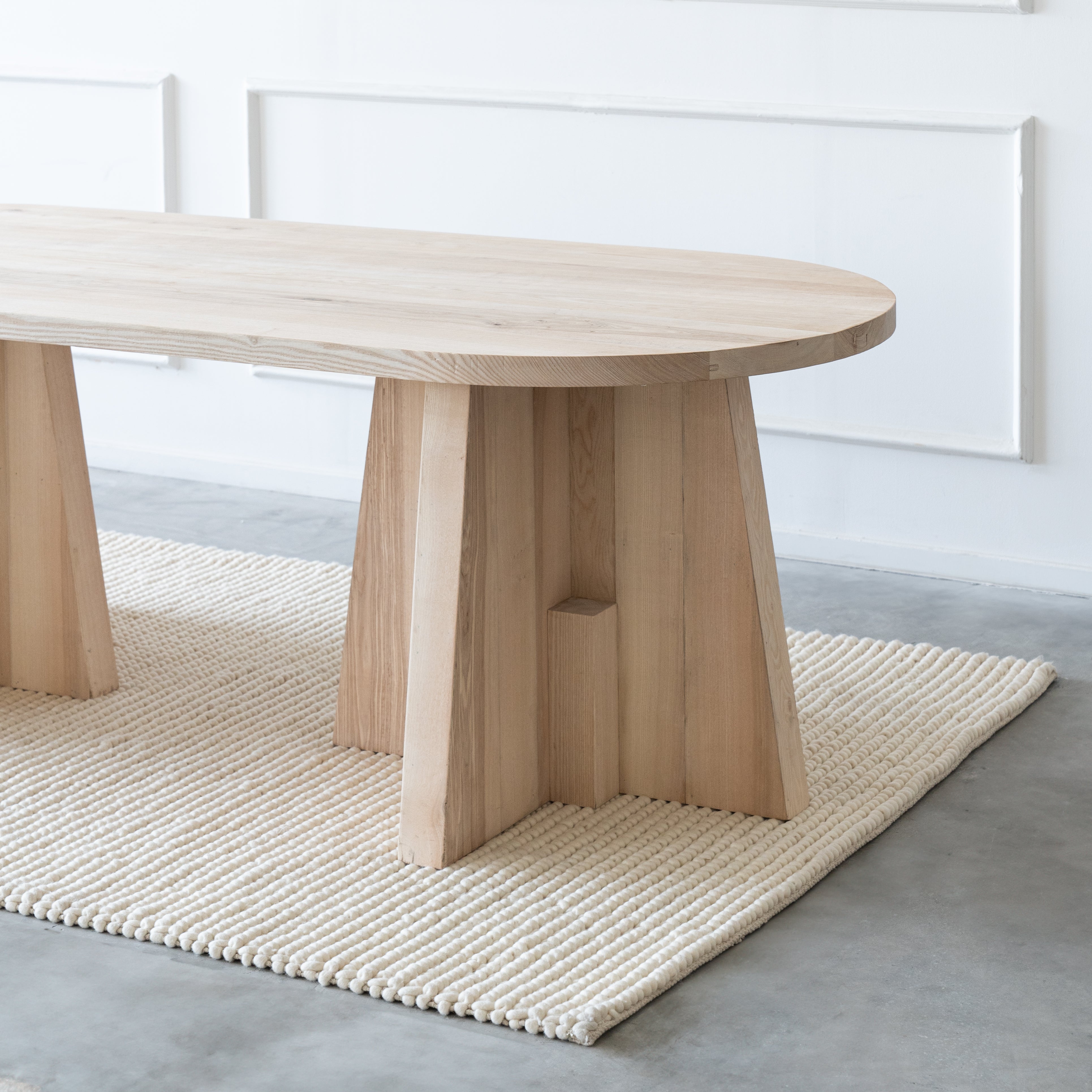 Lego Natural Solid Oak Wood Oval Dining Table  - WS Living - UAE - Dining Tables Wood and steel Furnitures - Dubai