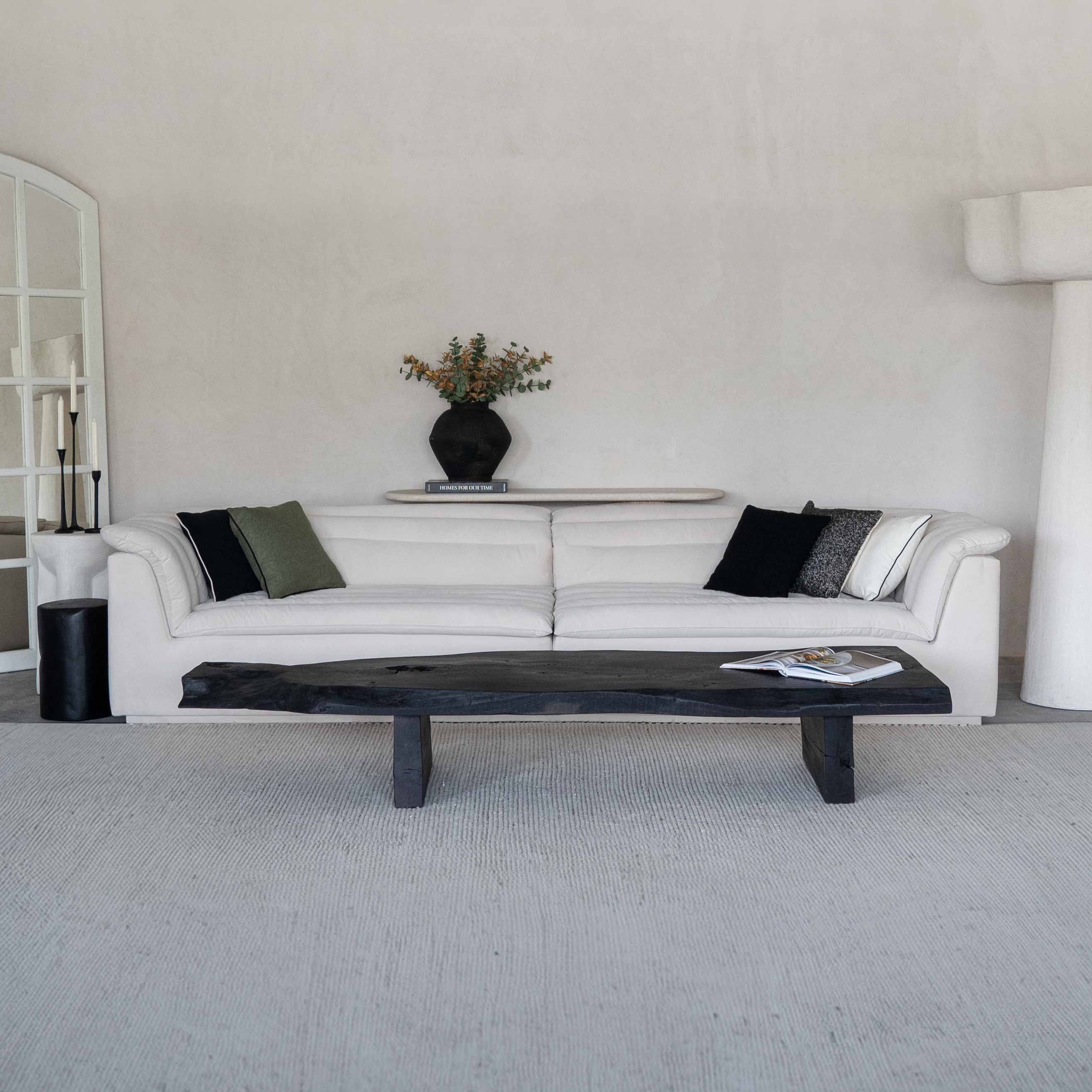 Lexy 4 Seater Off-White Modern Sofa - Velvet  - WS Living - UAE - Sofas Wood and steel Furnitures - Dubai