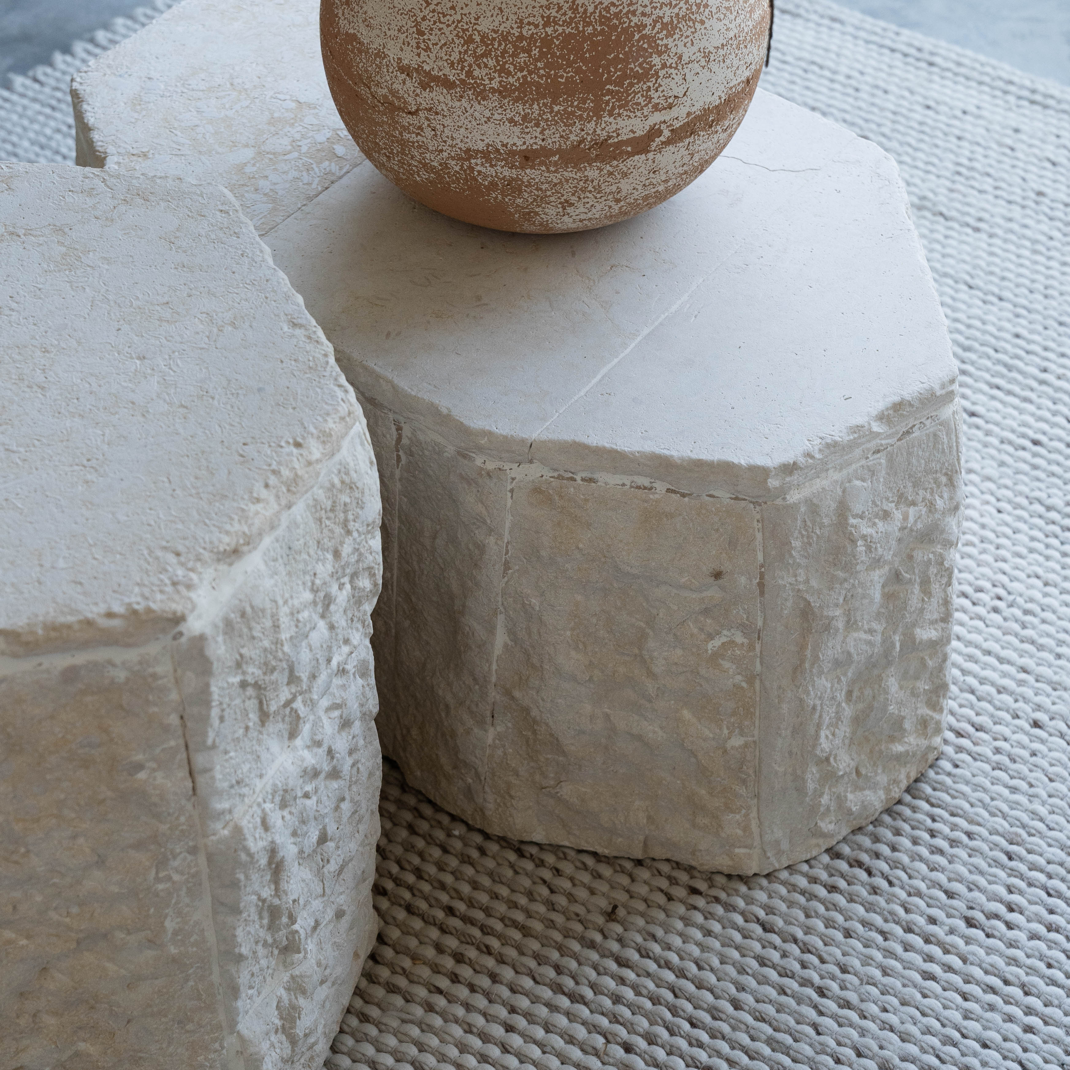 Rocky Lime Stone Handcrafted Coffee Table / Side Table - Coffee Table - WS Living - UAE Modern Home Furniture Stores in Dubai