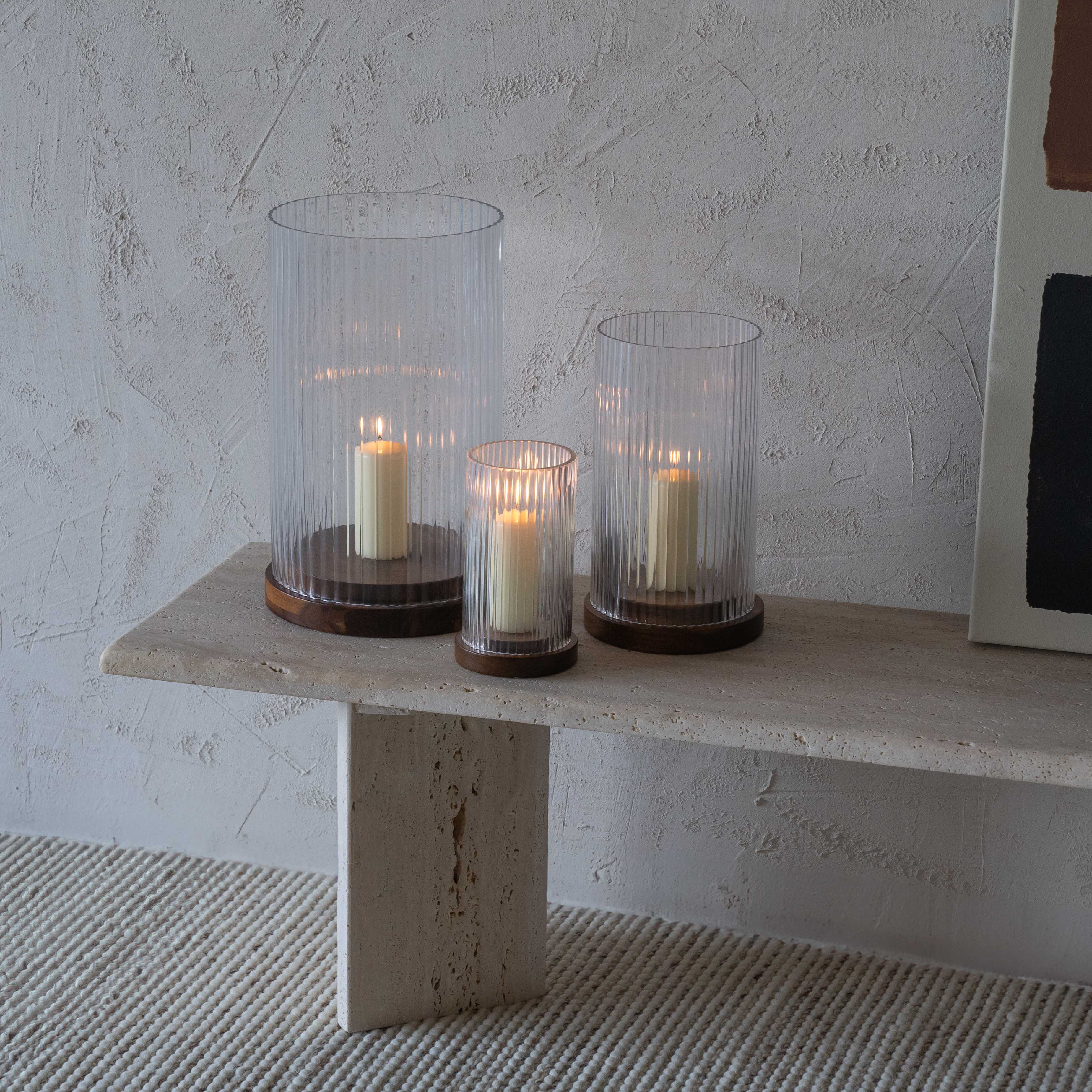 Lola Wood & Glass Candle Holder - Candle Holder - WS Living - UAE Wood and steel Furnitures in Dubai