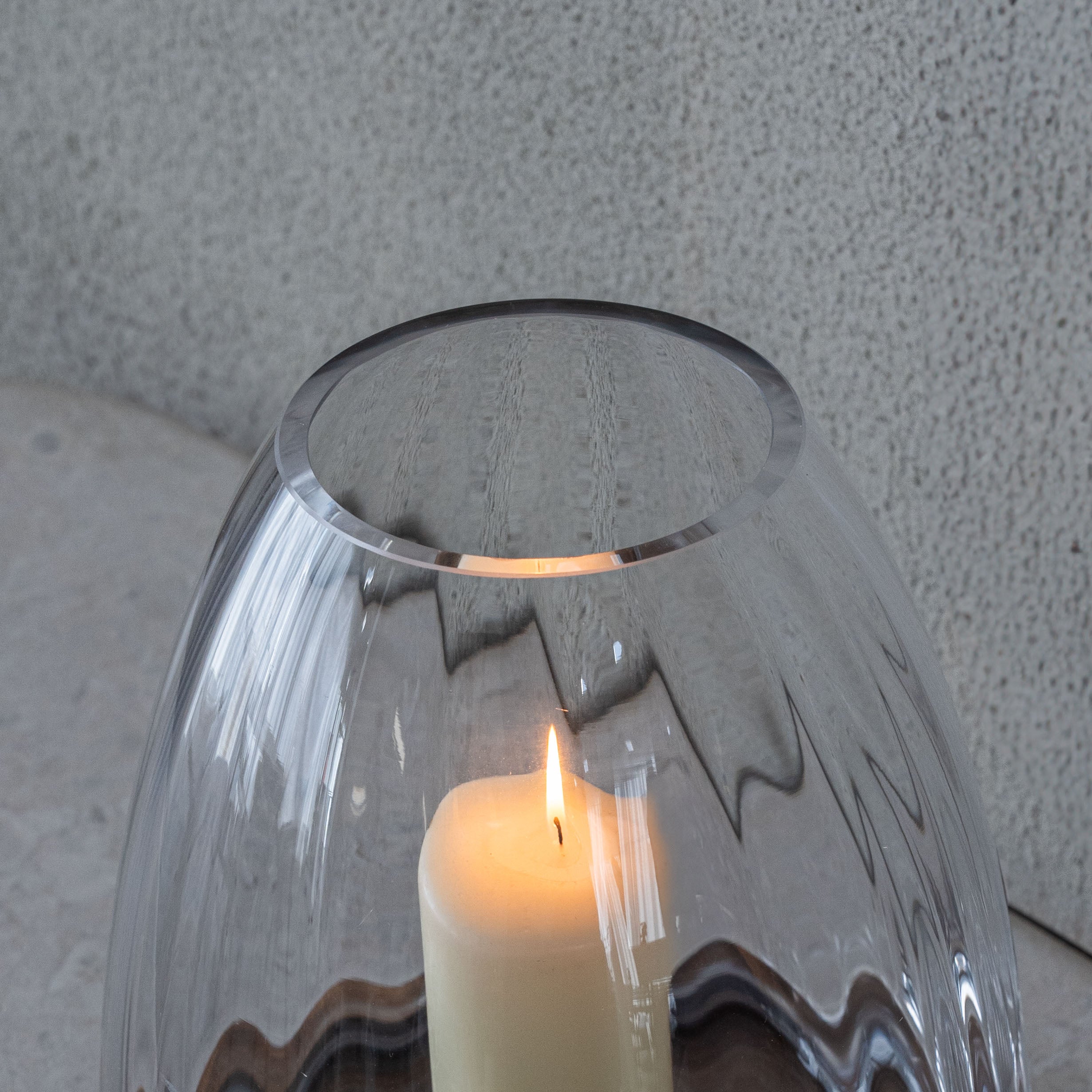 Lola Oval Glass Candle Holder with Wooden Base - Candle Holder - WS Living - UAE Modern Home Furniture Stores in Dubai