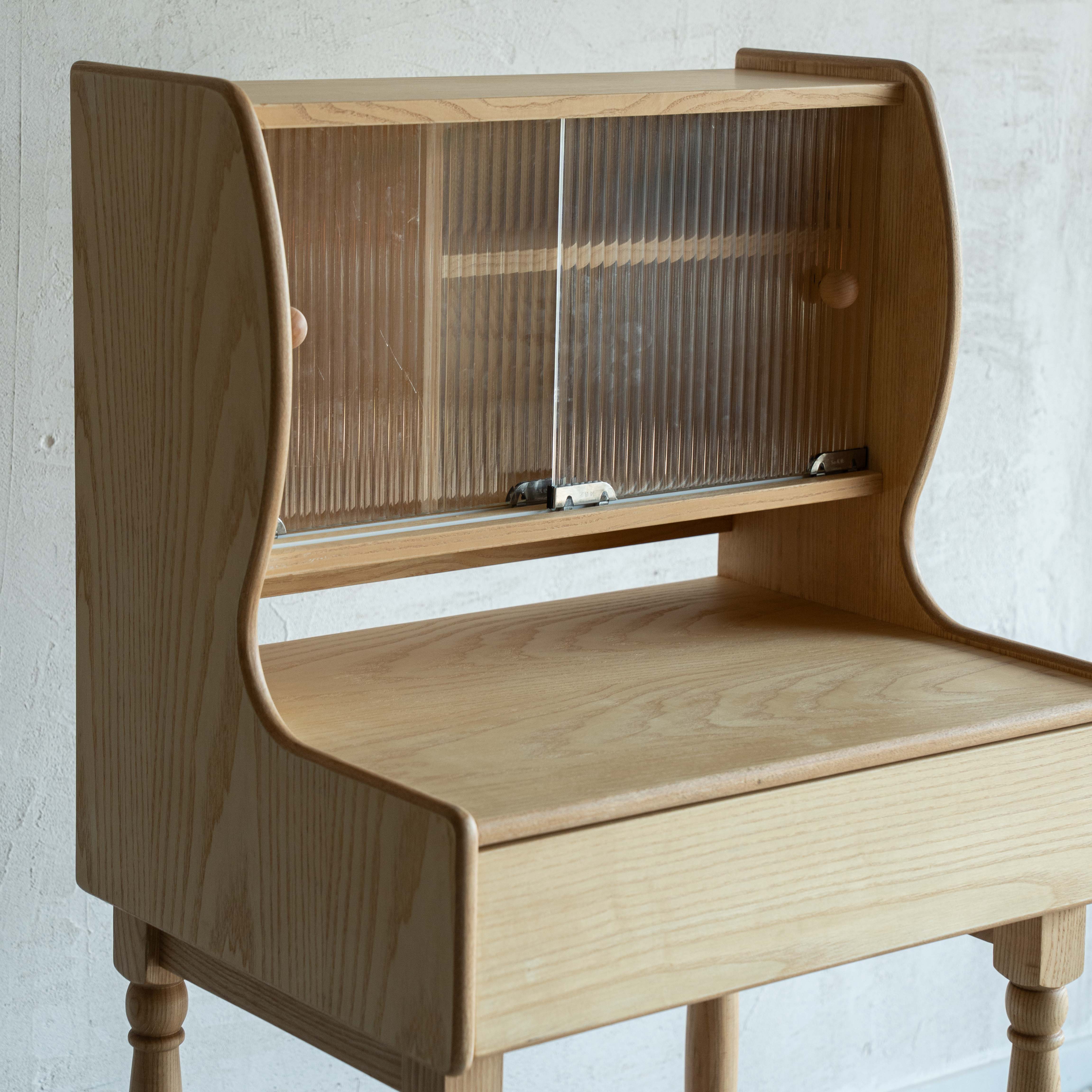 Lorric Mid Century Style Dressing Table With Stool - NATURAL