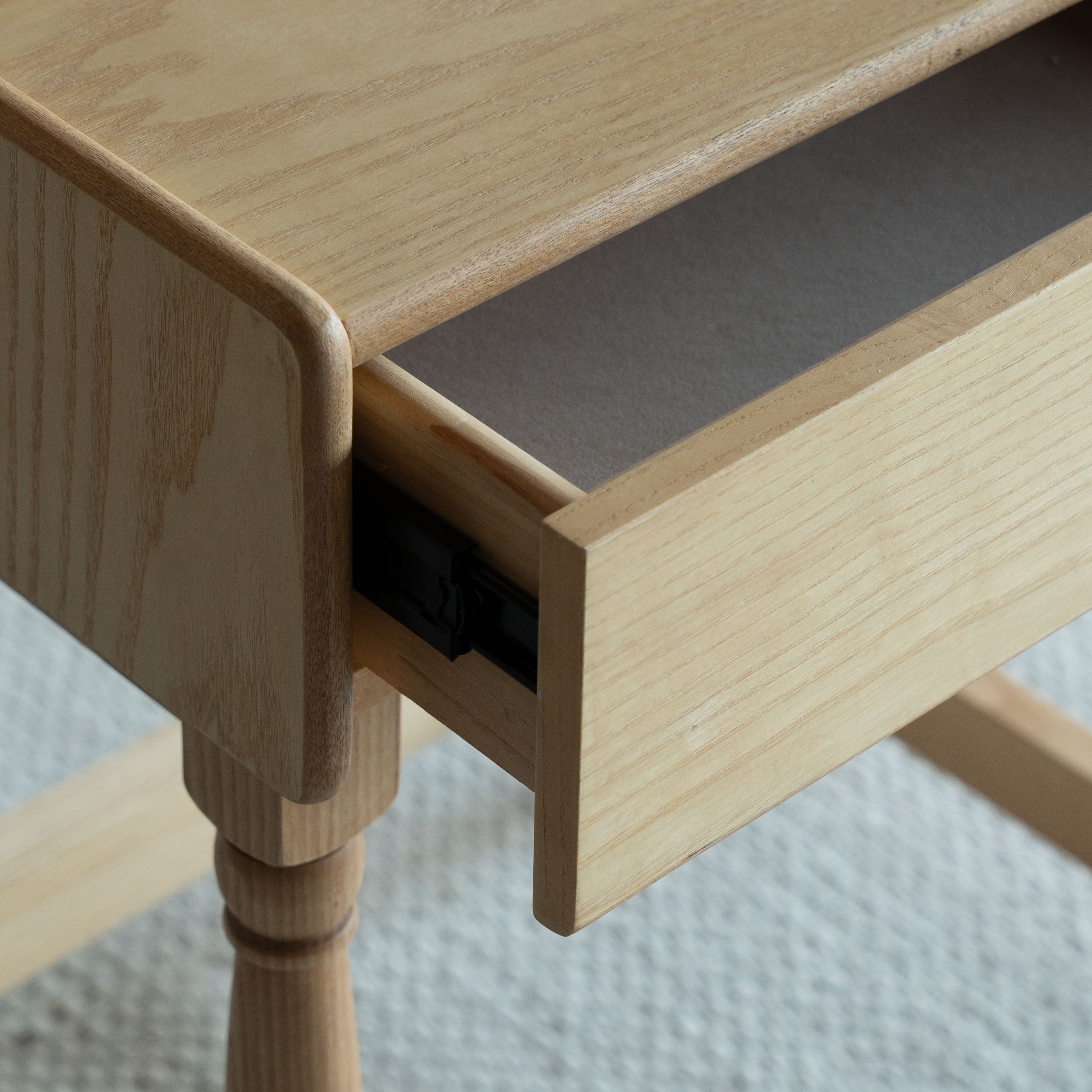 Lorric Mid Century Style Dressing Table With Stool - NATURAL