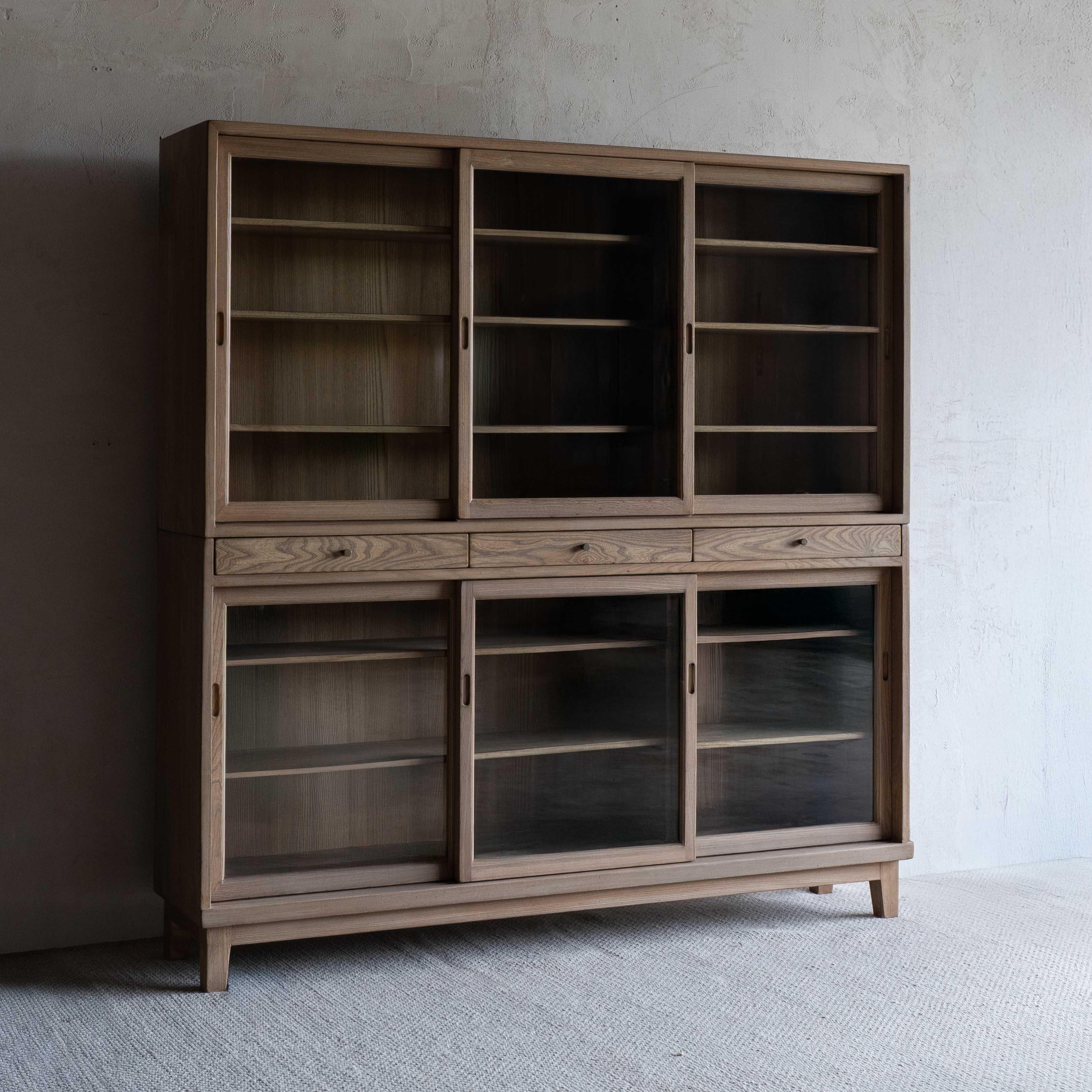 Luca Natural Wood Mid Century Cabinet & Shelving Unit