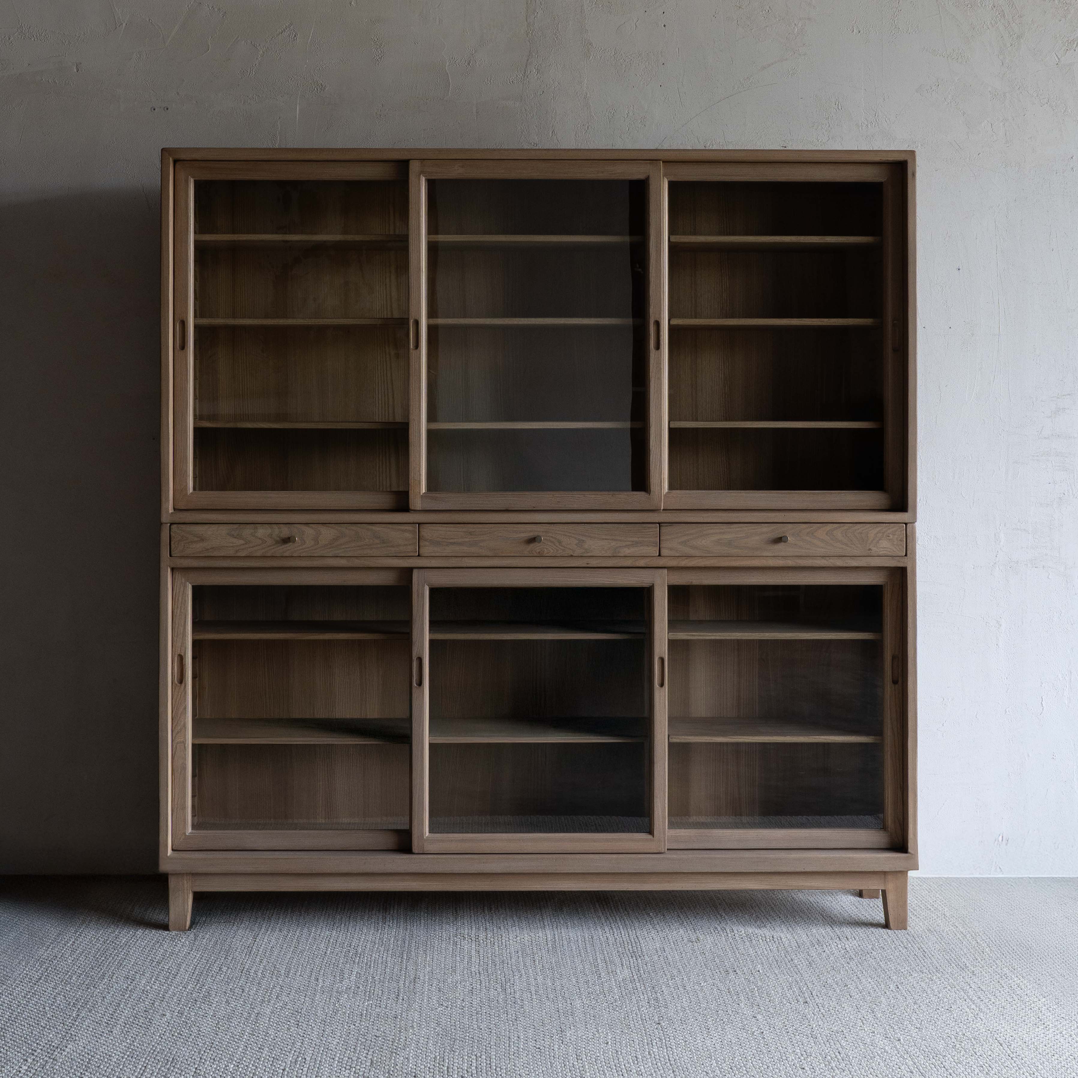 Luca Natural Wood Mid Century Cabinet & Shelving Unit