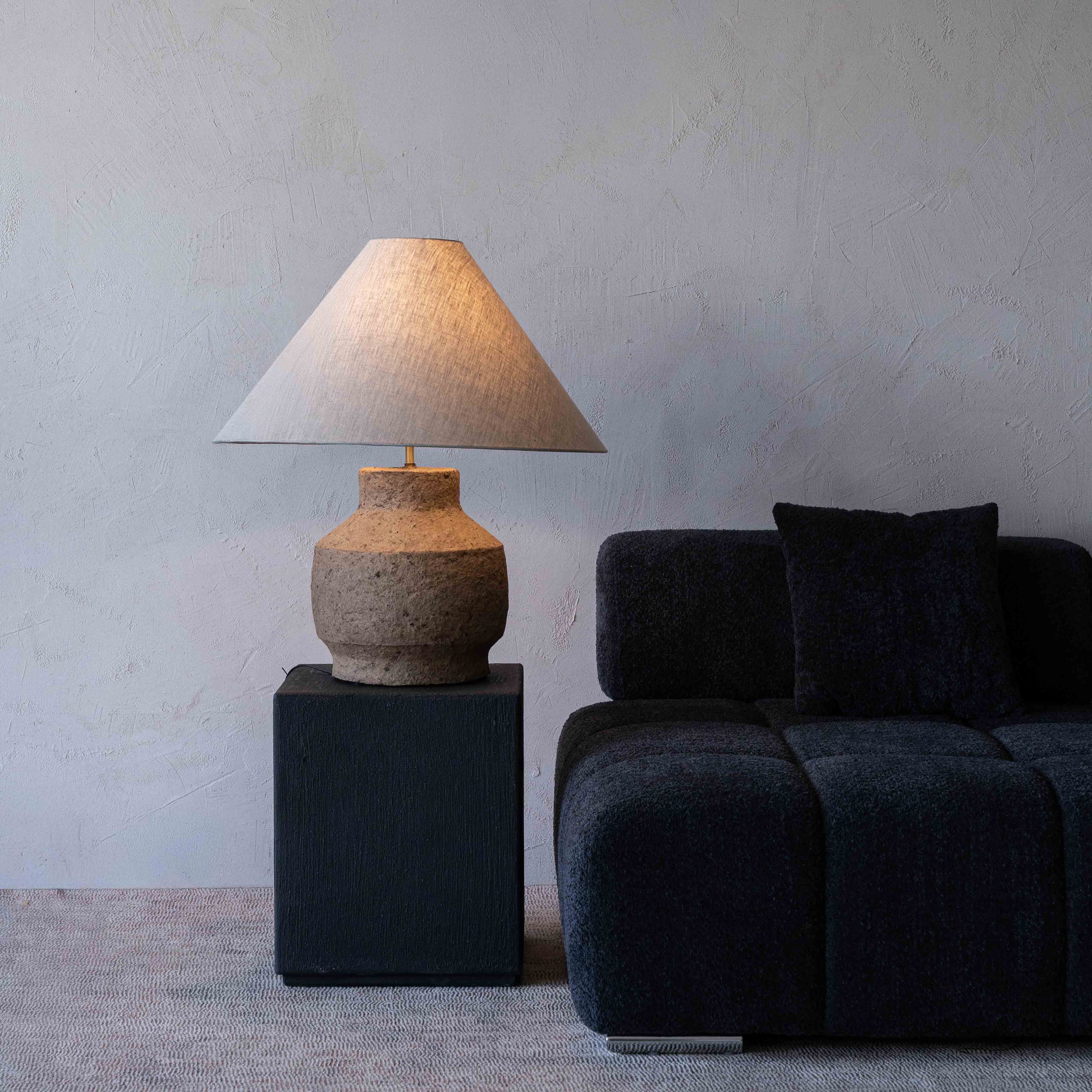 Luna Bloom Rustic Paper Mâché Artisan Table Lamp - Big 88555 A