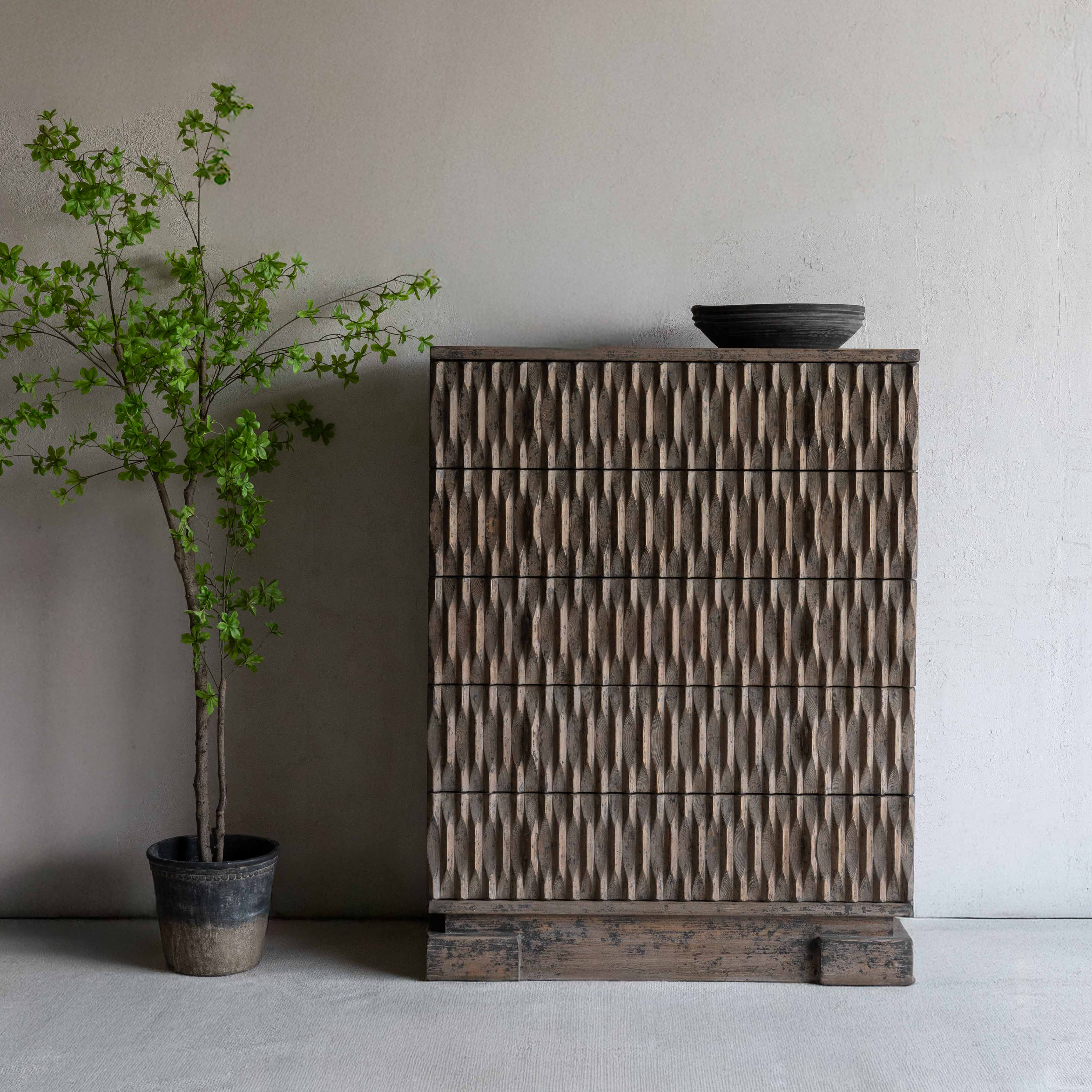 Lune Natural Wood Artisan Storage Cabinet