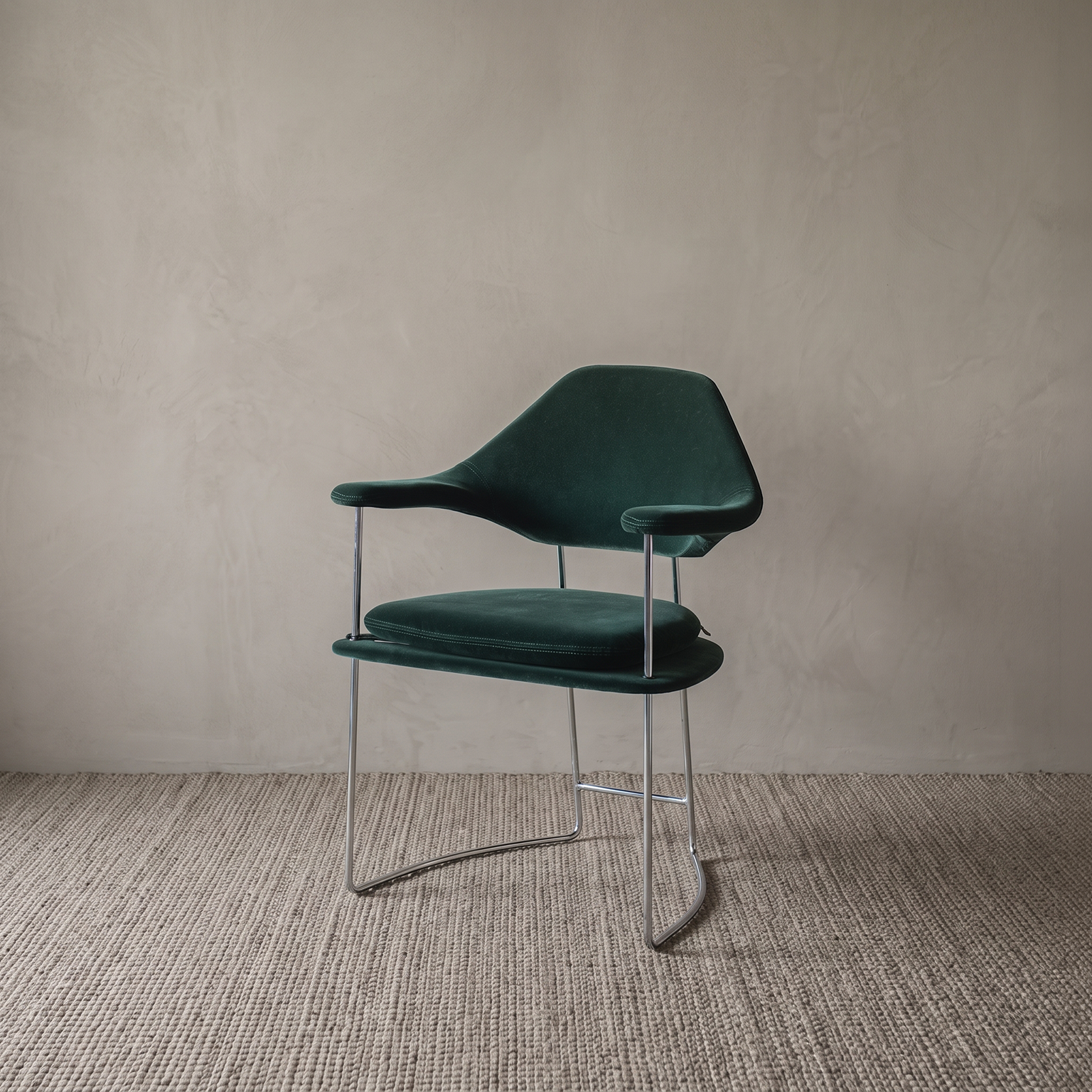 Orlena Green Velvet Dining Chair With Armrest