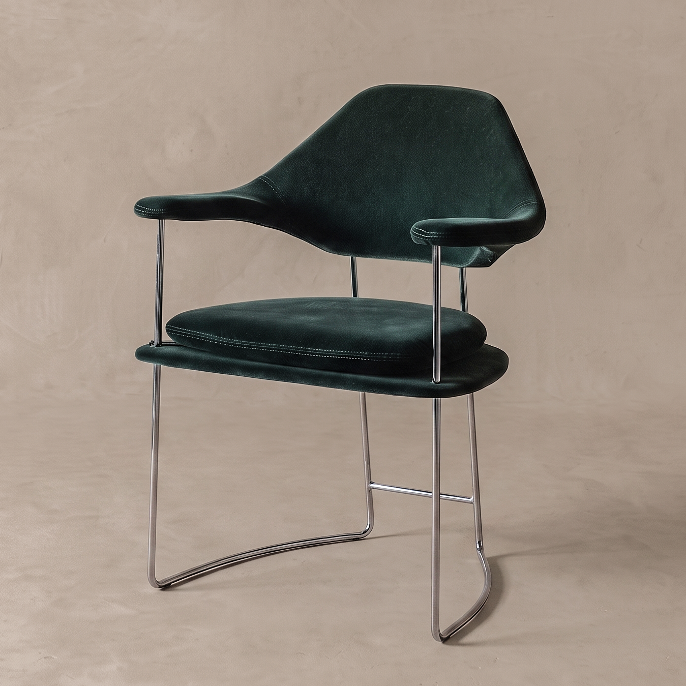 Orlena Green Velvet Dining Chair With Armrest