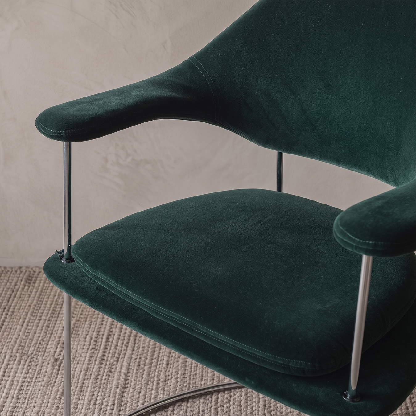 Orlena Green Velvet Dining Chair With Armrest
