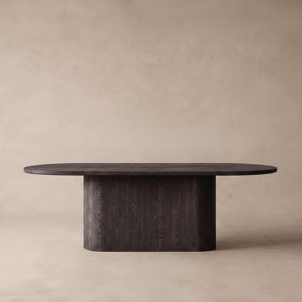 Marmaris Dark Walnut Solid Wood Oval Dining Table