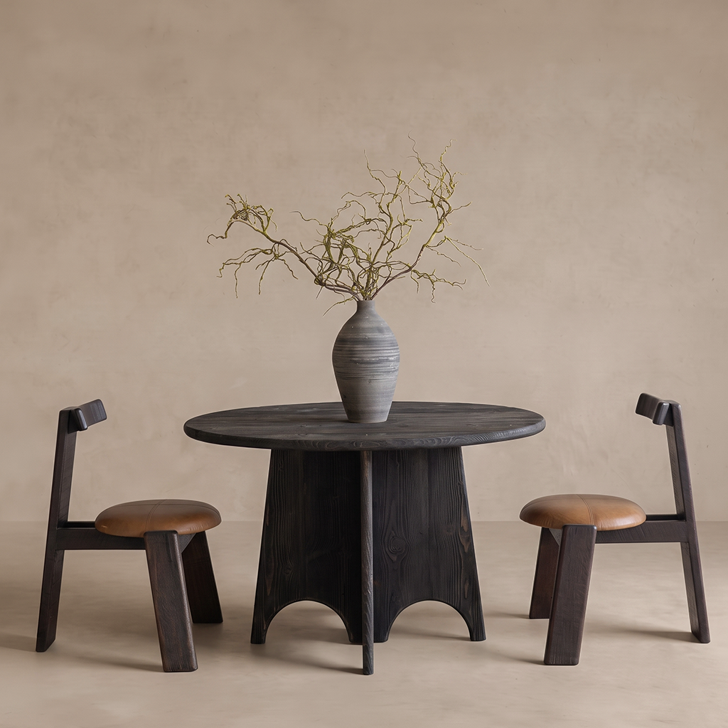 Midarc Dark Walnut Wood Round Dining Table