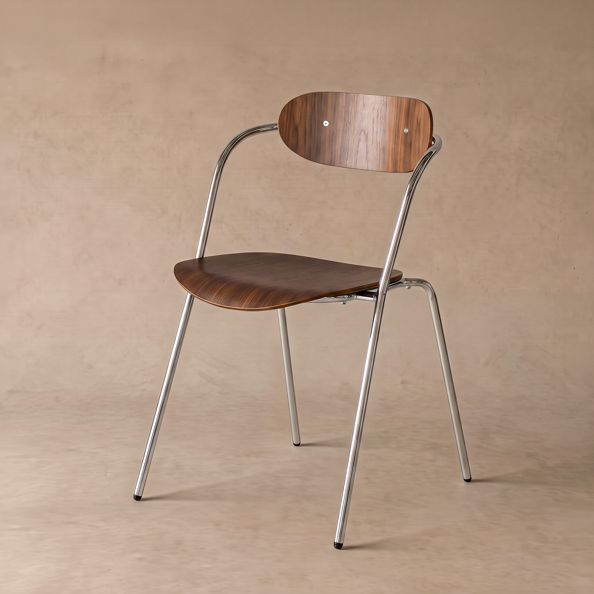 Marcel Chrome & Walnut Modern Dining Chair