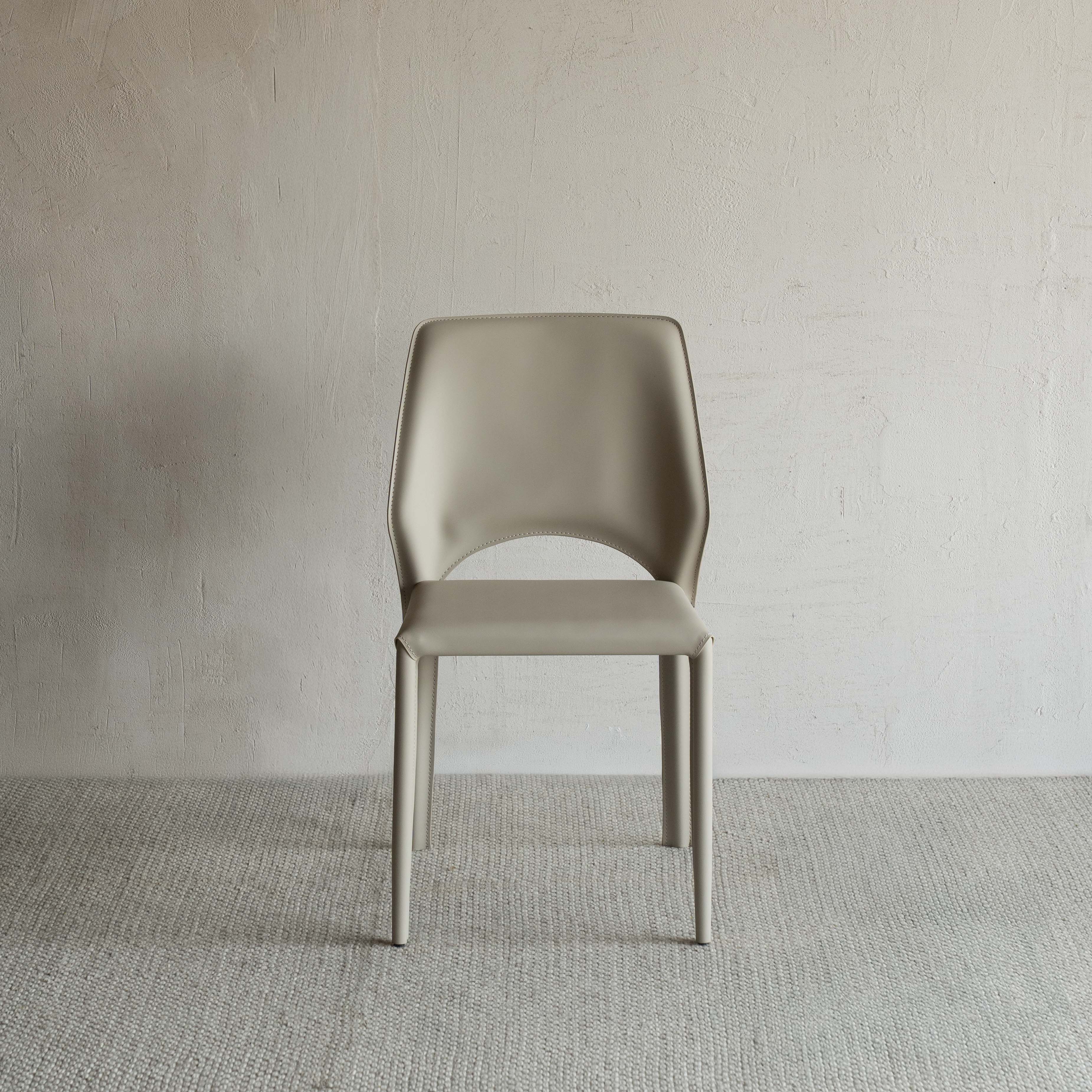 Mulan Modern Leather Dining Chair - BEIGE