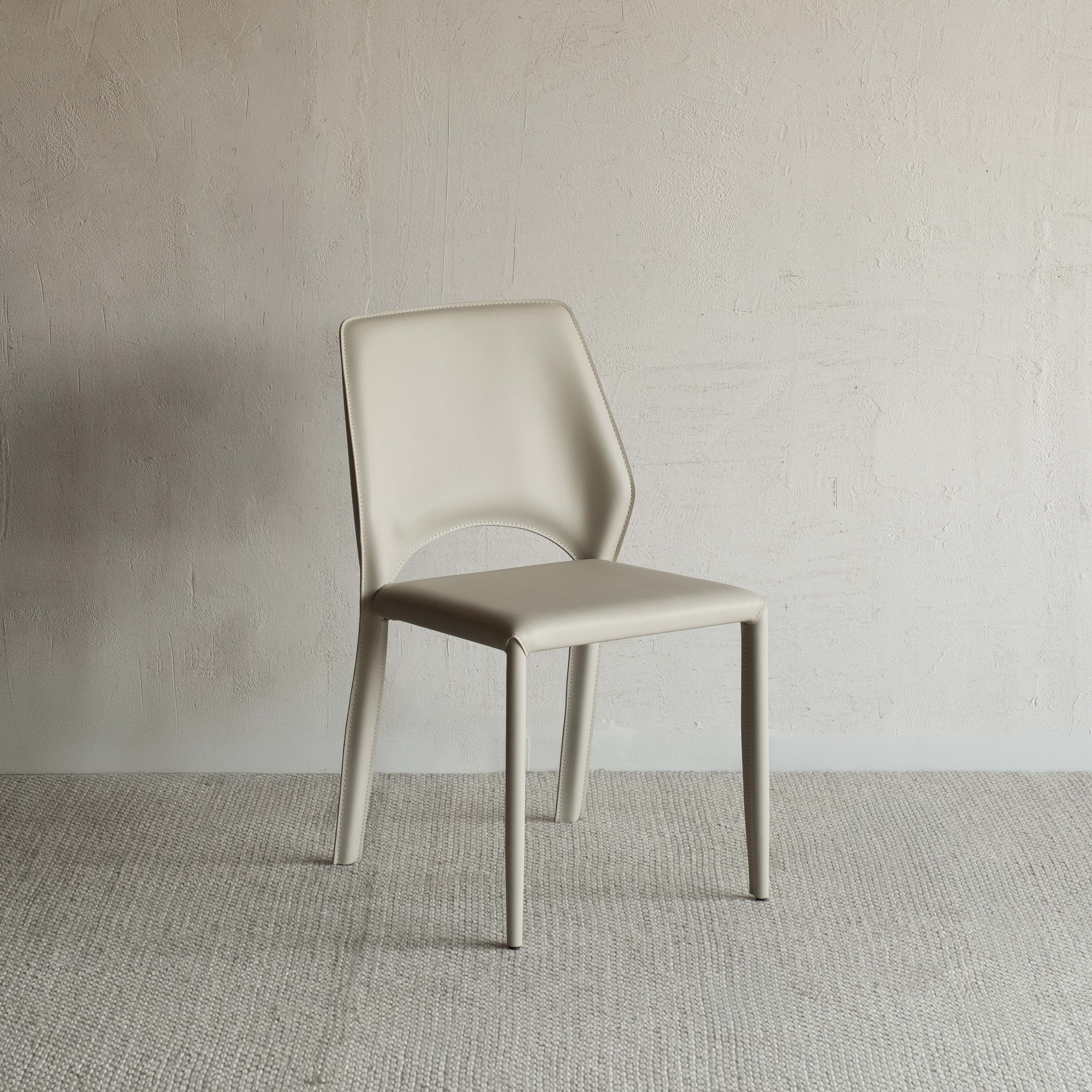 Mulan Modern Leather Dining Chair - BEIGE