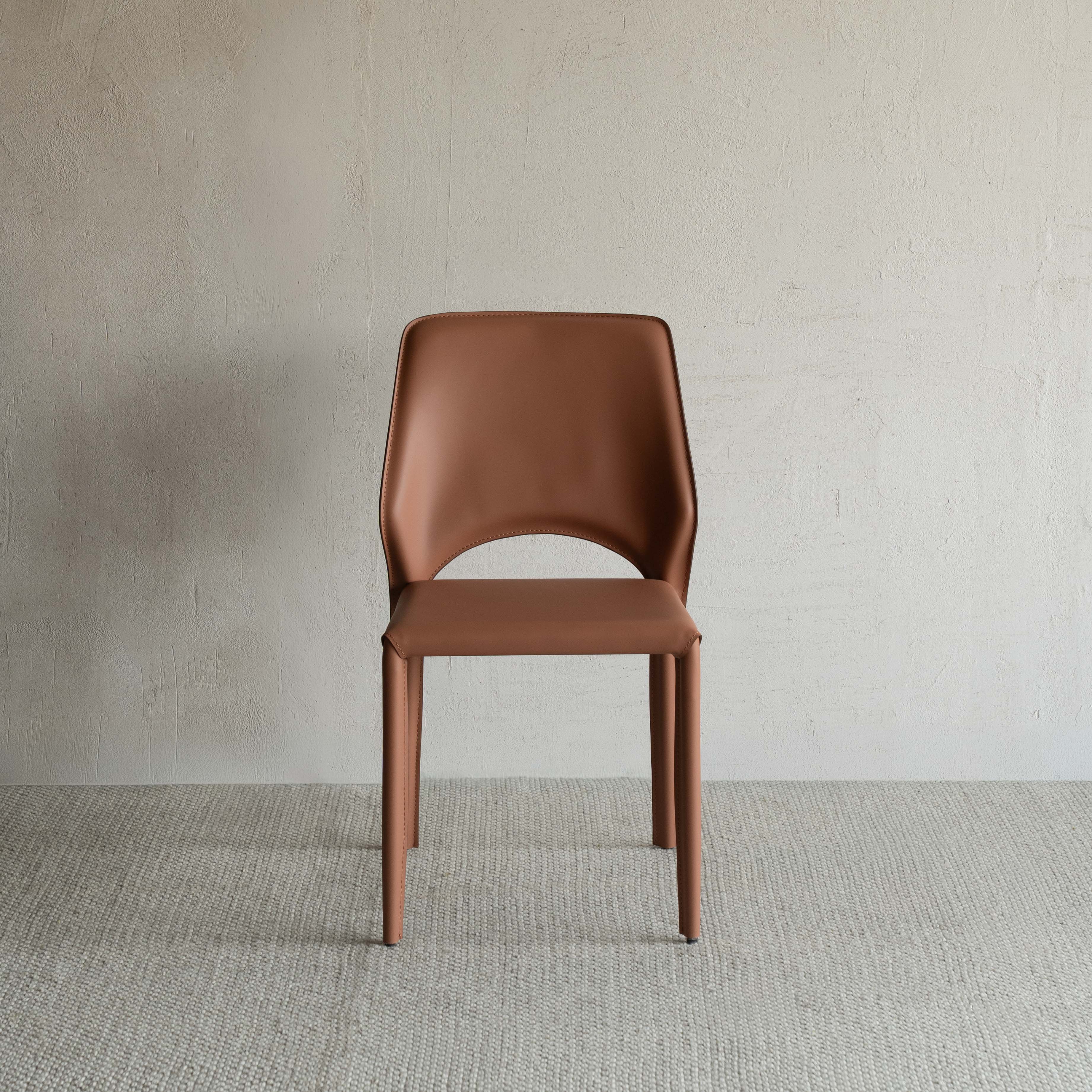Mulan Modern Leather Dining Chair - ORANGE