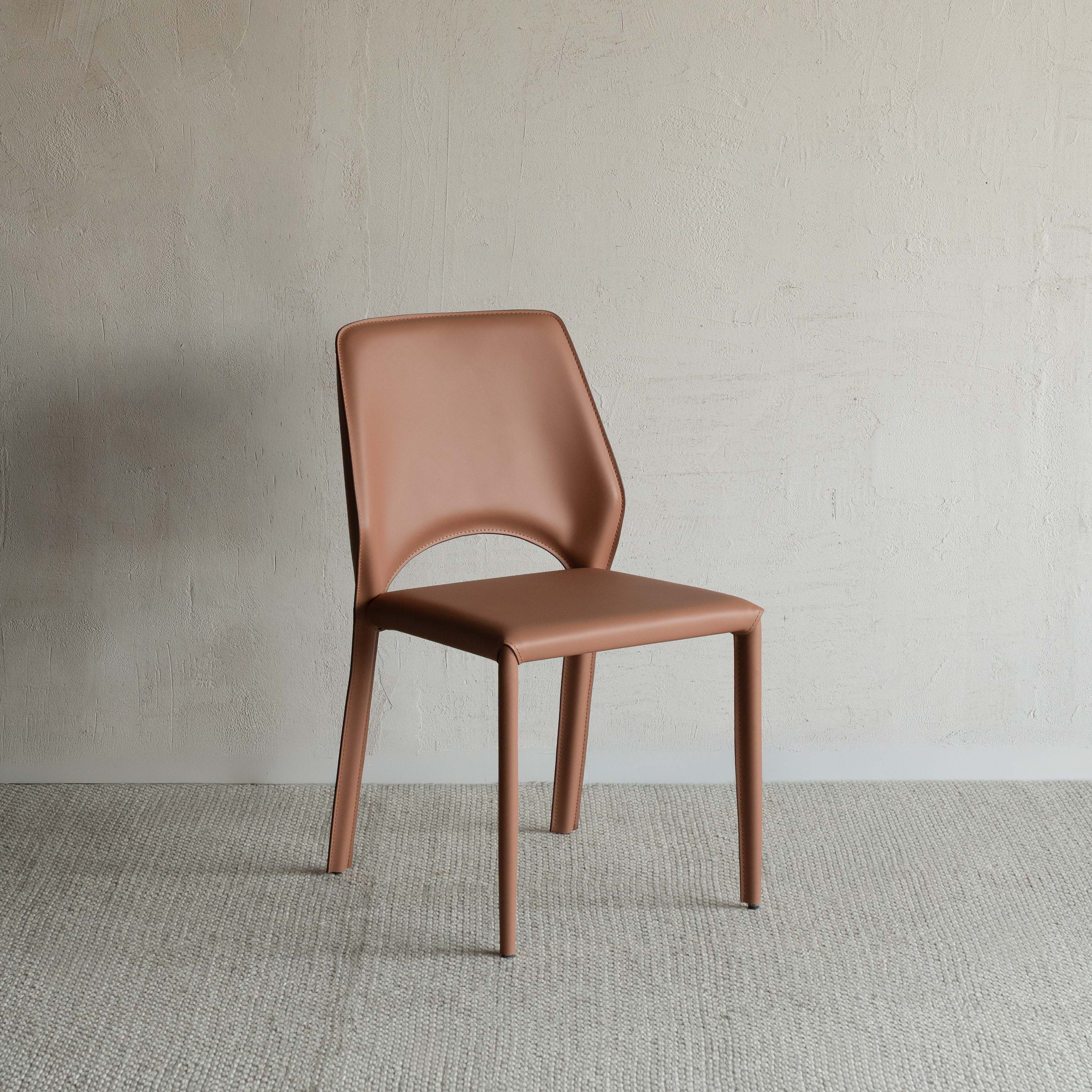 Mulan Modern Leather Dining Chair - ORANGE
