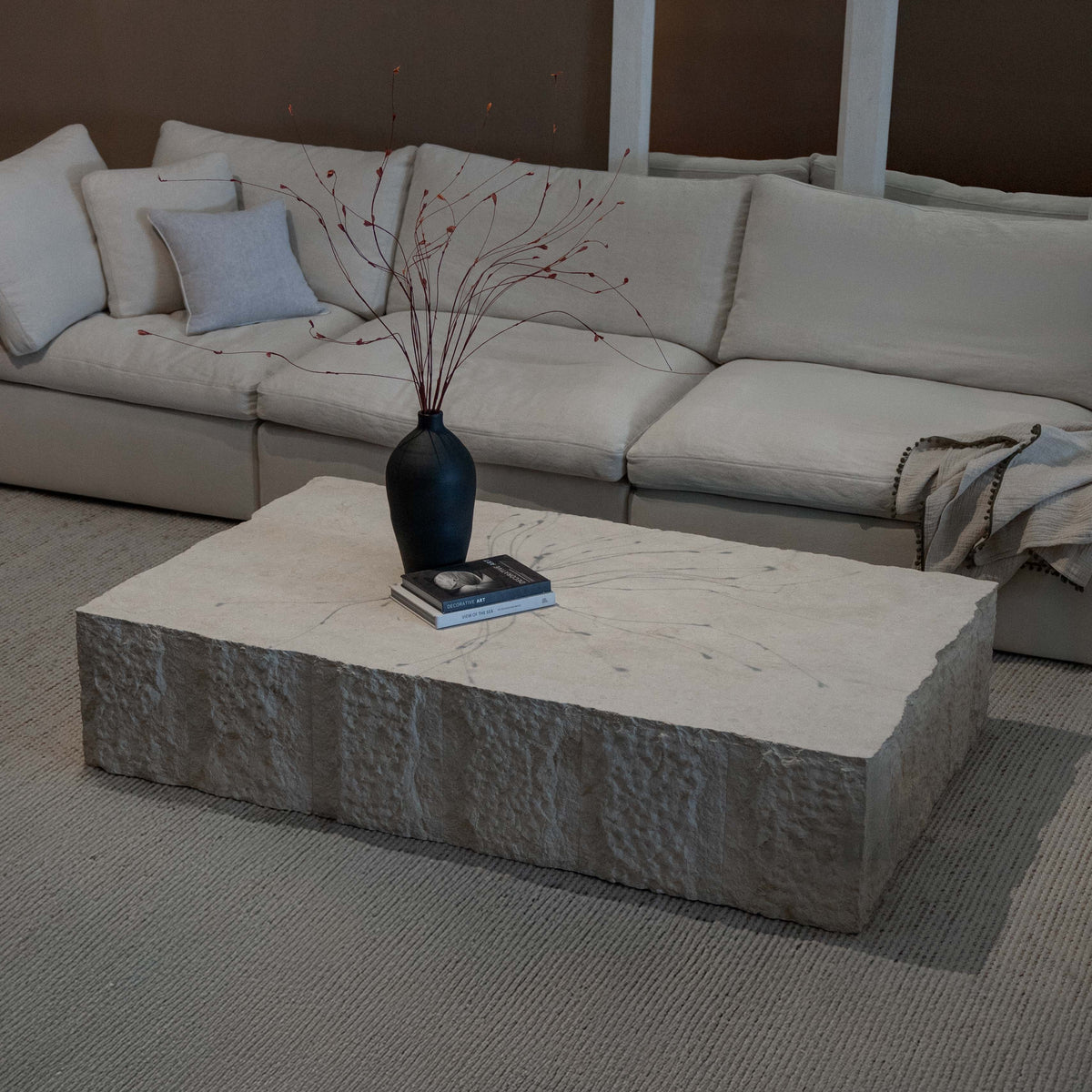 Malaga Handcrafted Limestone Coffee Table | Stone Table Dubai – WS ...