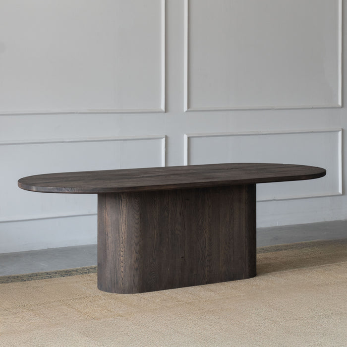 Marmaris Dark Walnut Solid Wood Oval Dining Table | WS Living Dubai