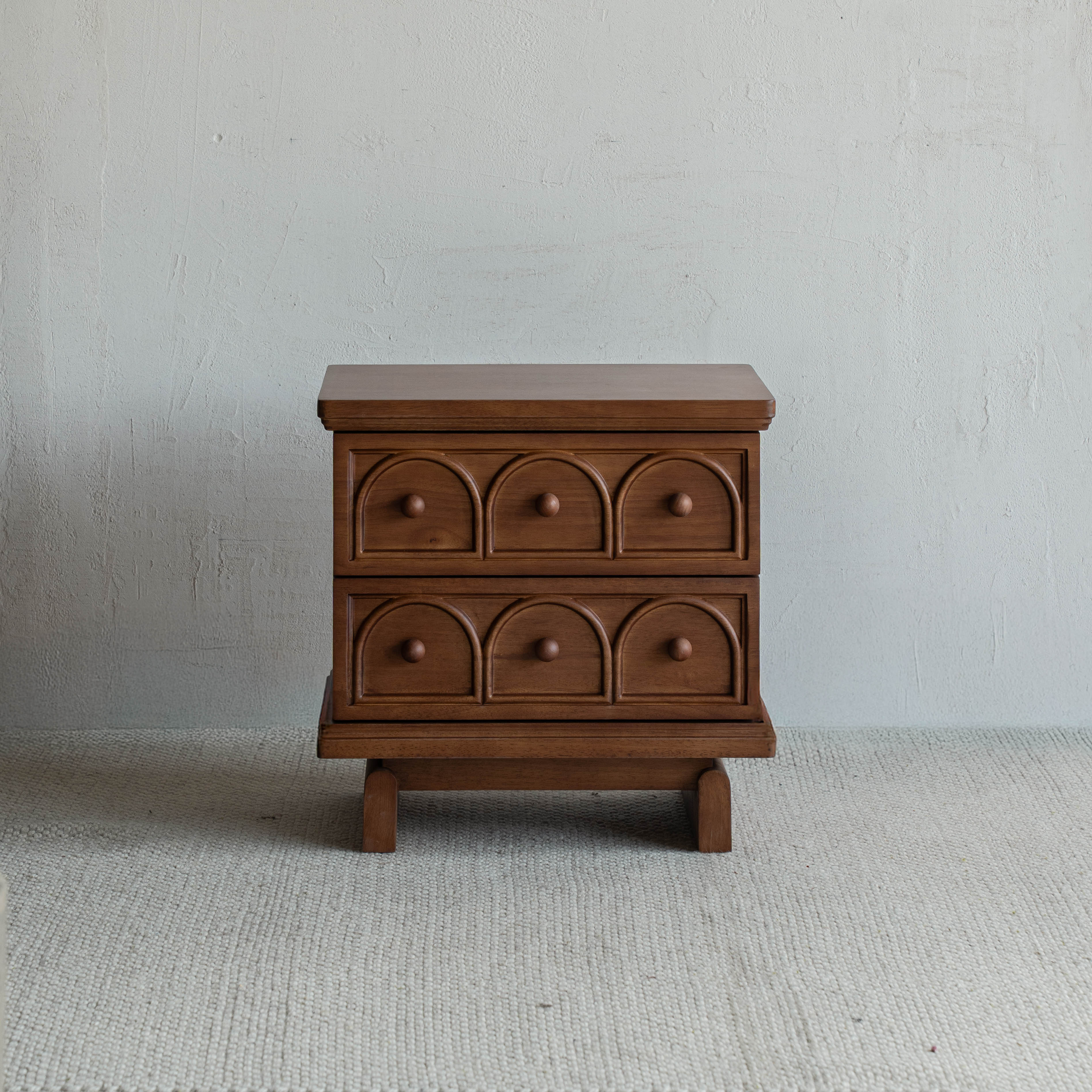 Mid Century Style Bed Side Table With Drawers - Walnut - Side Table - WS Living Furniture  Furniture Store in Dubai