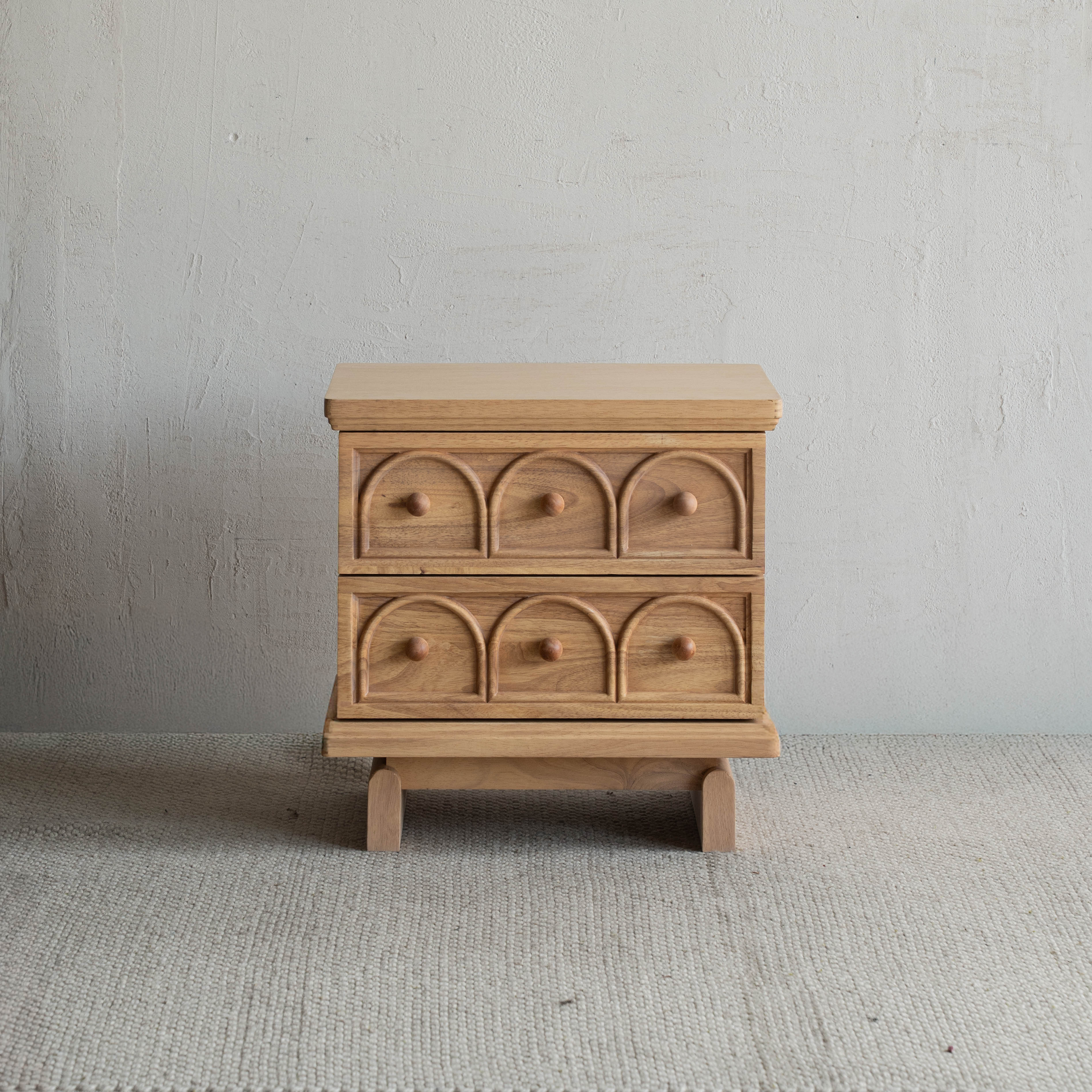 Mid Century Style Bed Side Table With Drawers - Natural - Side Table - WS Living Furniture  Furniture Store in Dubai