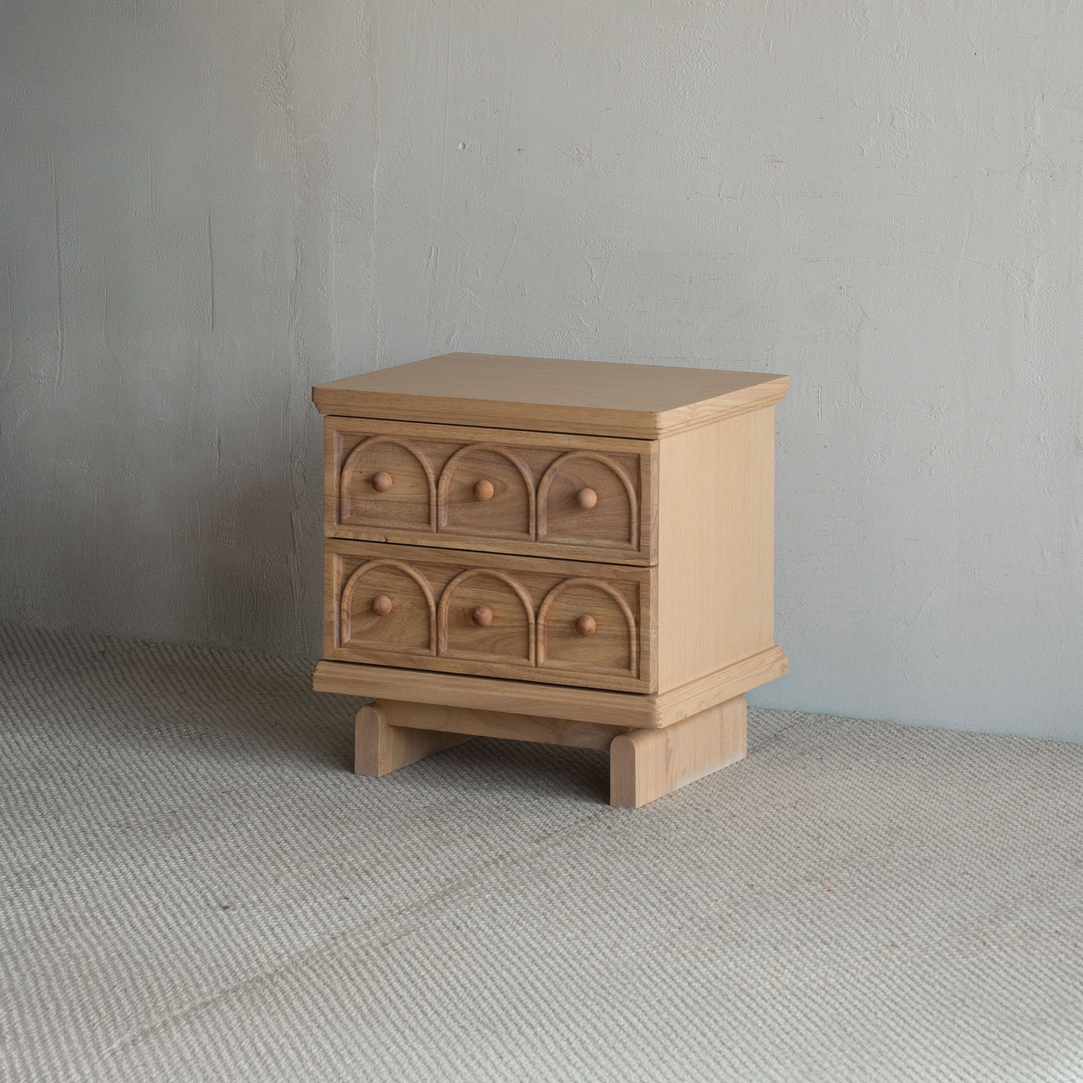 Mid Century Style Bed Side Table With Drawers - Natural - Side Table - WS Living Furniture  Furniture Store in Dubai