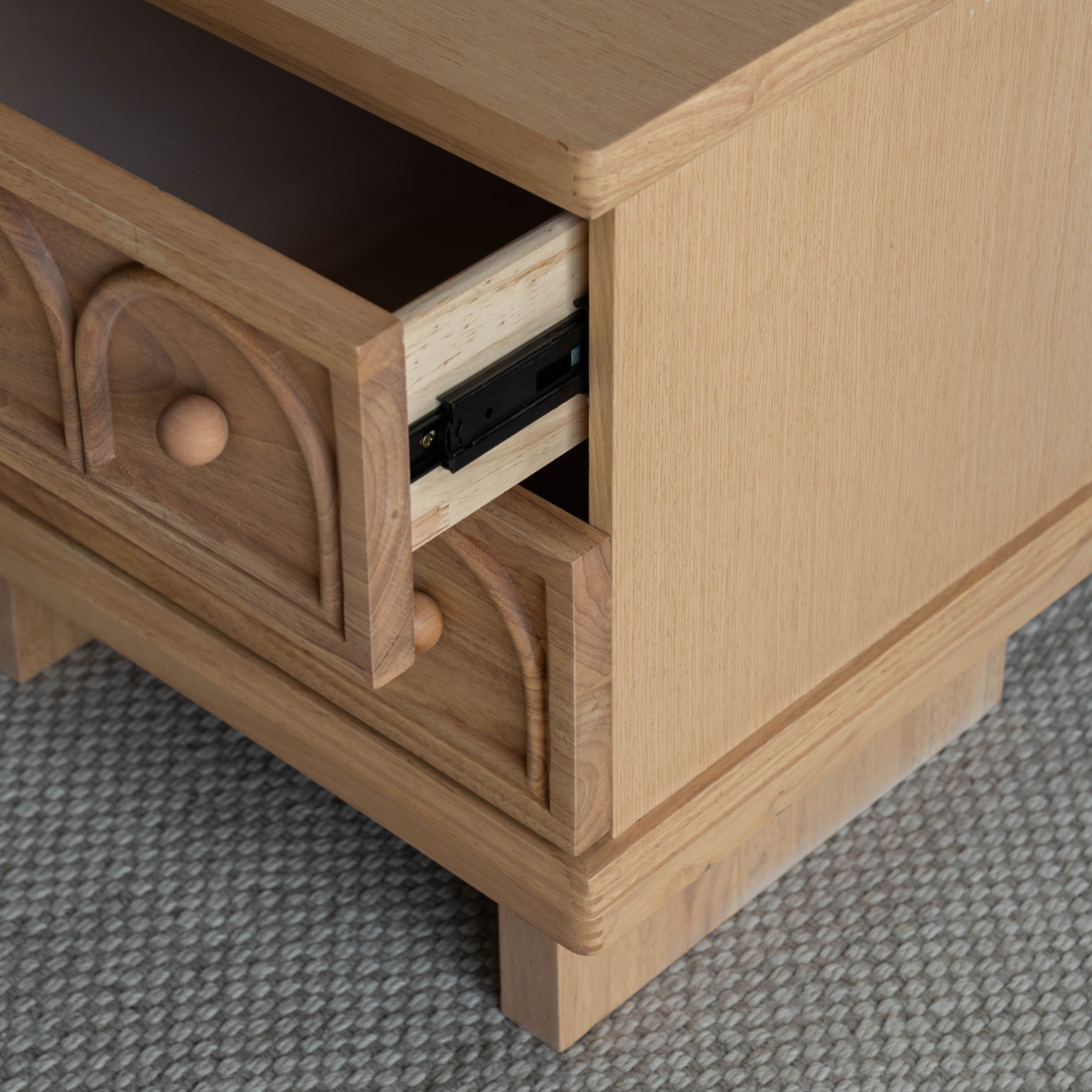 Mid Century Style Bed Side Table With Drawers - Natural - Side Table - WS Living Furniture  Furniture Store in Dubai