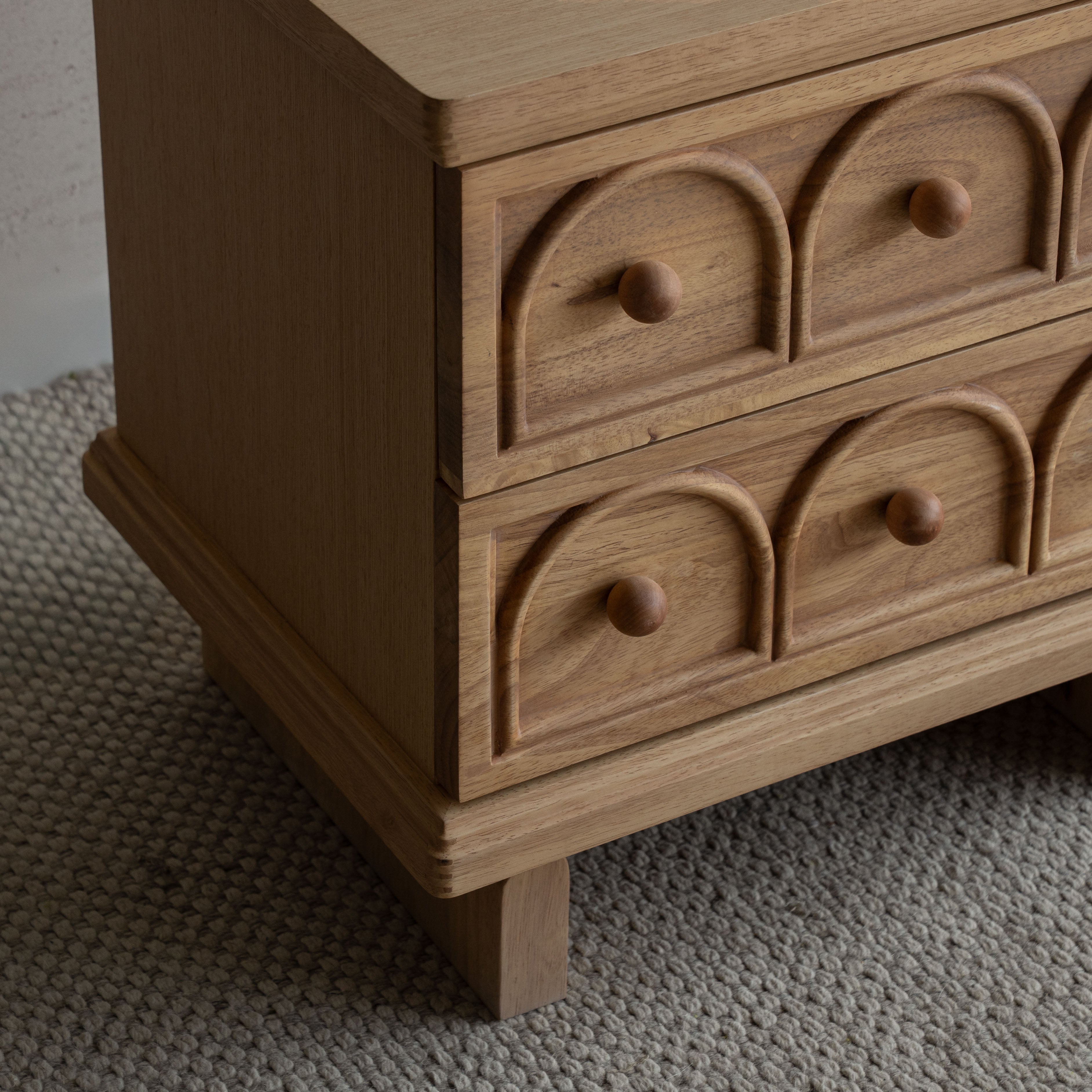 Mid Century Style Bed Side Table With Drawers - Natural - Side Table - WS Living Furniture  Furniture Store in Dubai