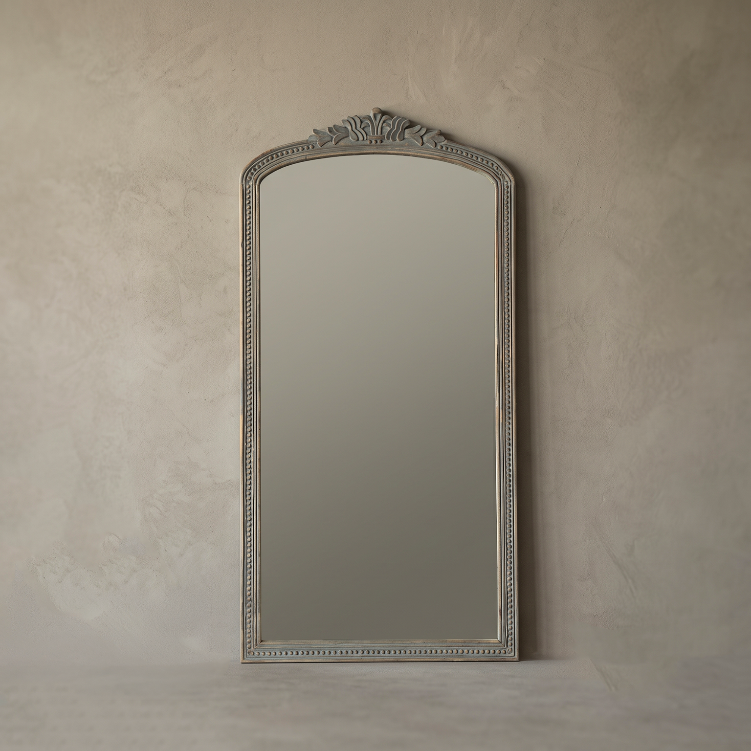 French Louis Classic Arch Wall Mirror – Antique Grey