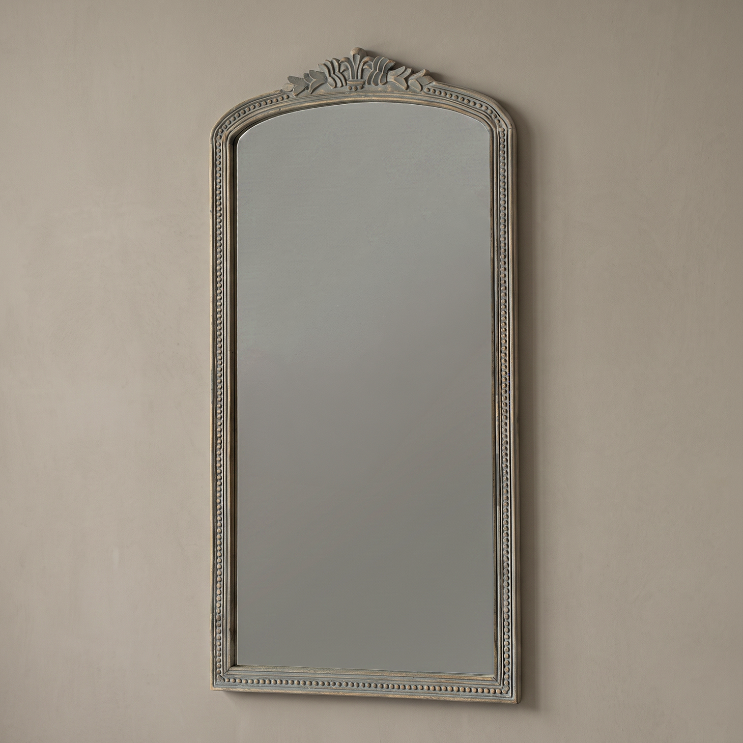 French Louis Classic Arch Wall Mirror – Antique Grey