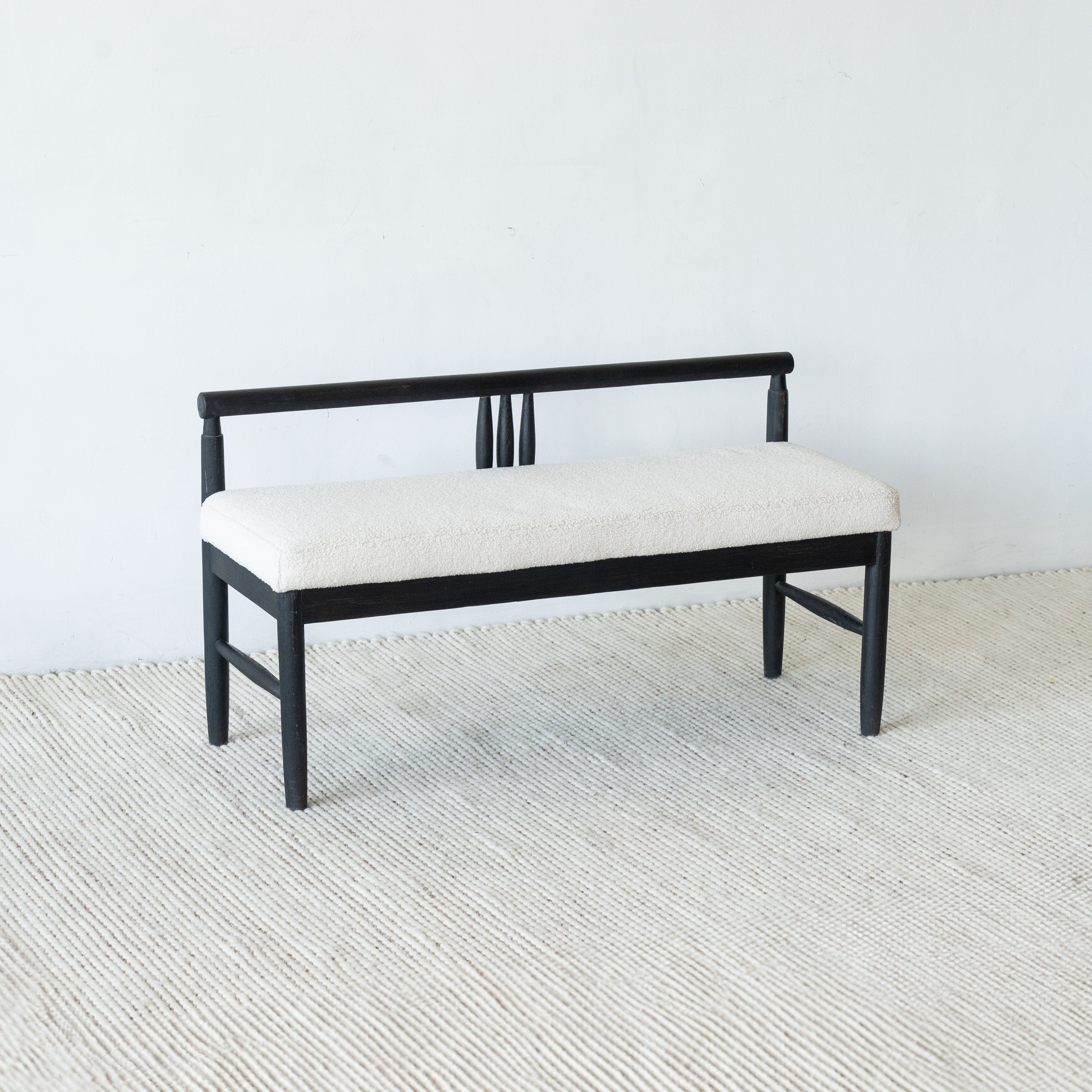 Mondrich Solid Wood Black & Boucle Bench -  - WS Living - UAE Modern Home Furniture Stores in Dubai