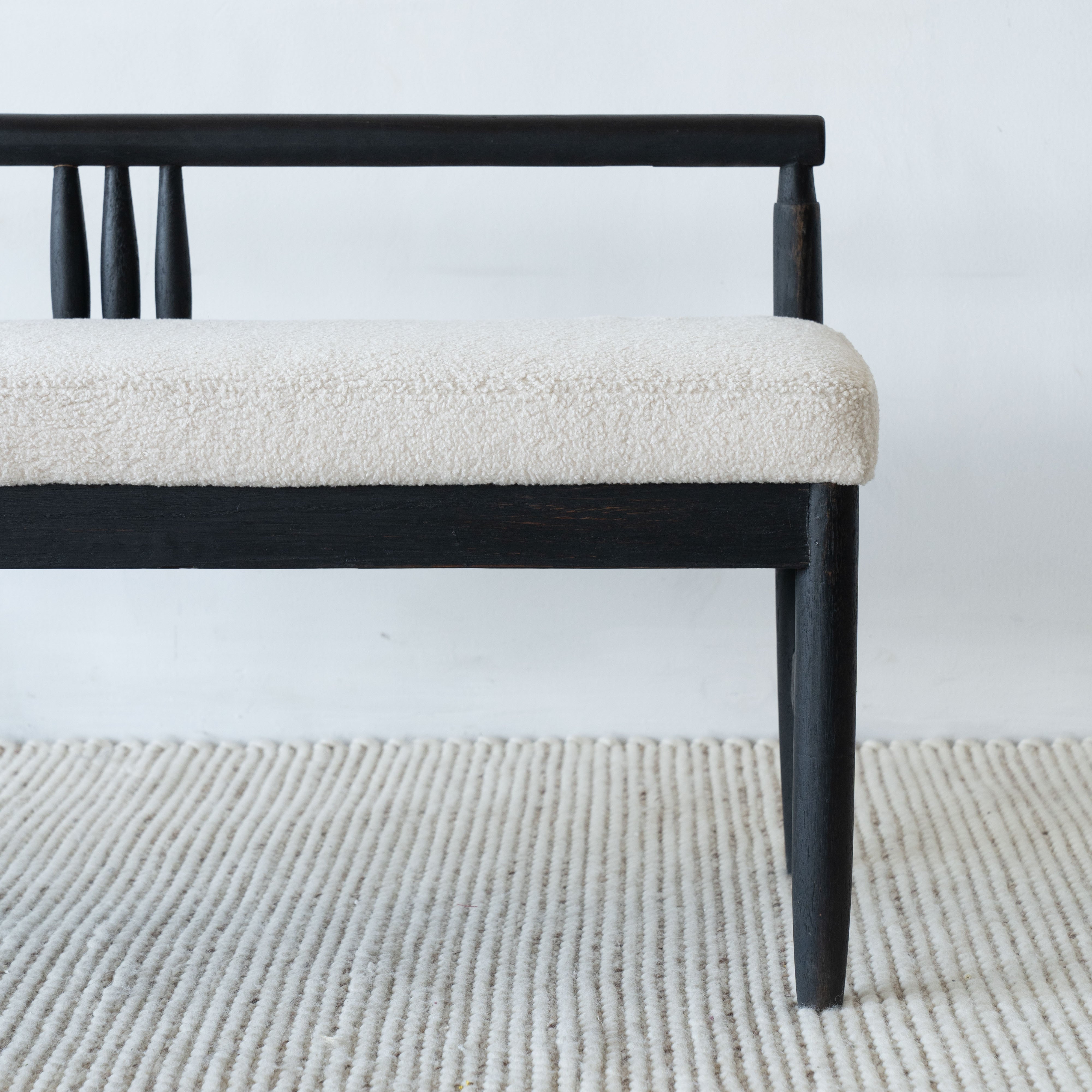 Mondrich Solid Wood Black & Boucle Bench -  - WS Living - UAE Modern Home Furniture Stores in Dubai