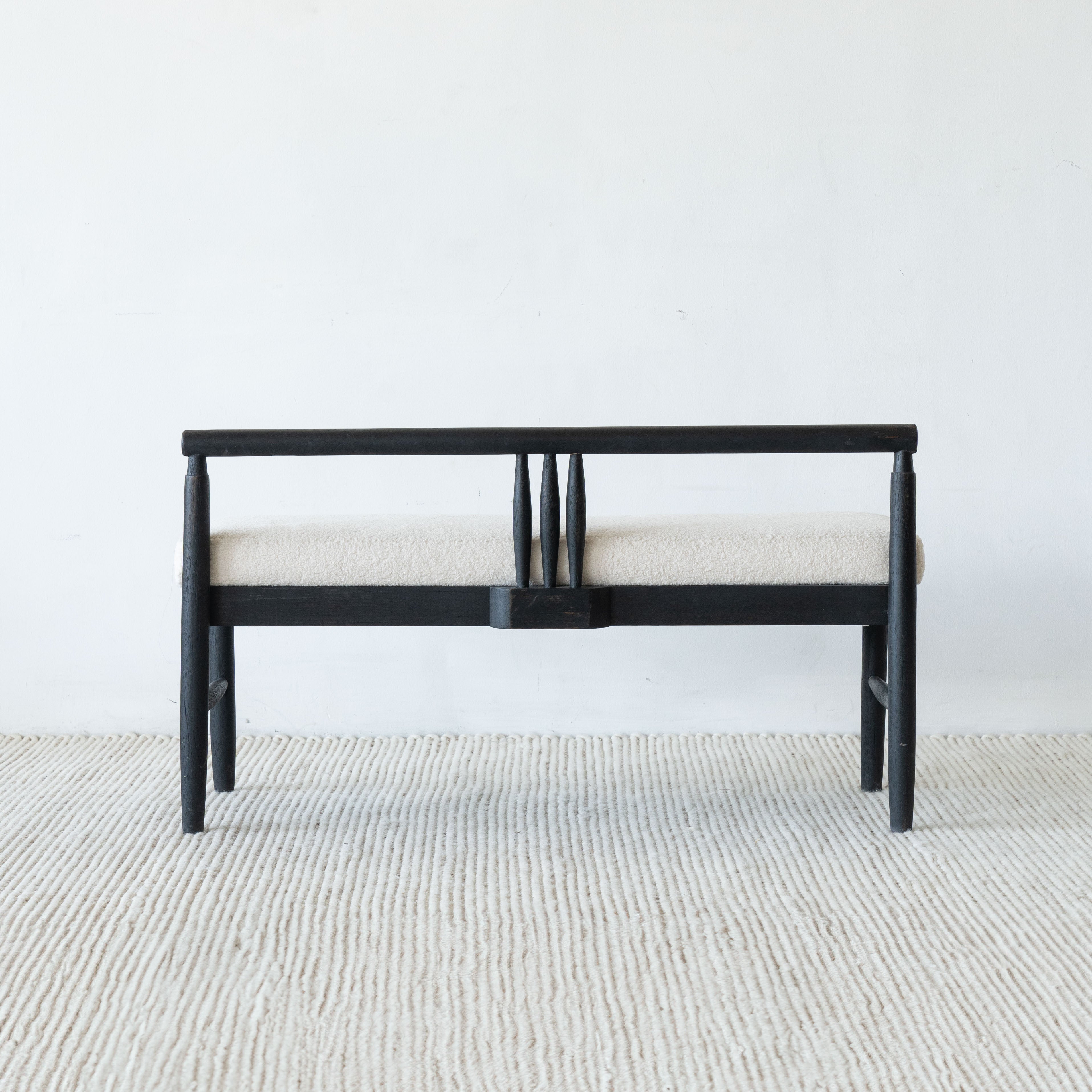 Mondrich Solid Wood Black & Boucle Bench -  - WS Living - UAE Modern Home Furniture Stores in Dubai