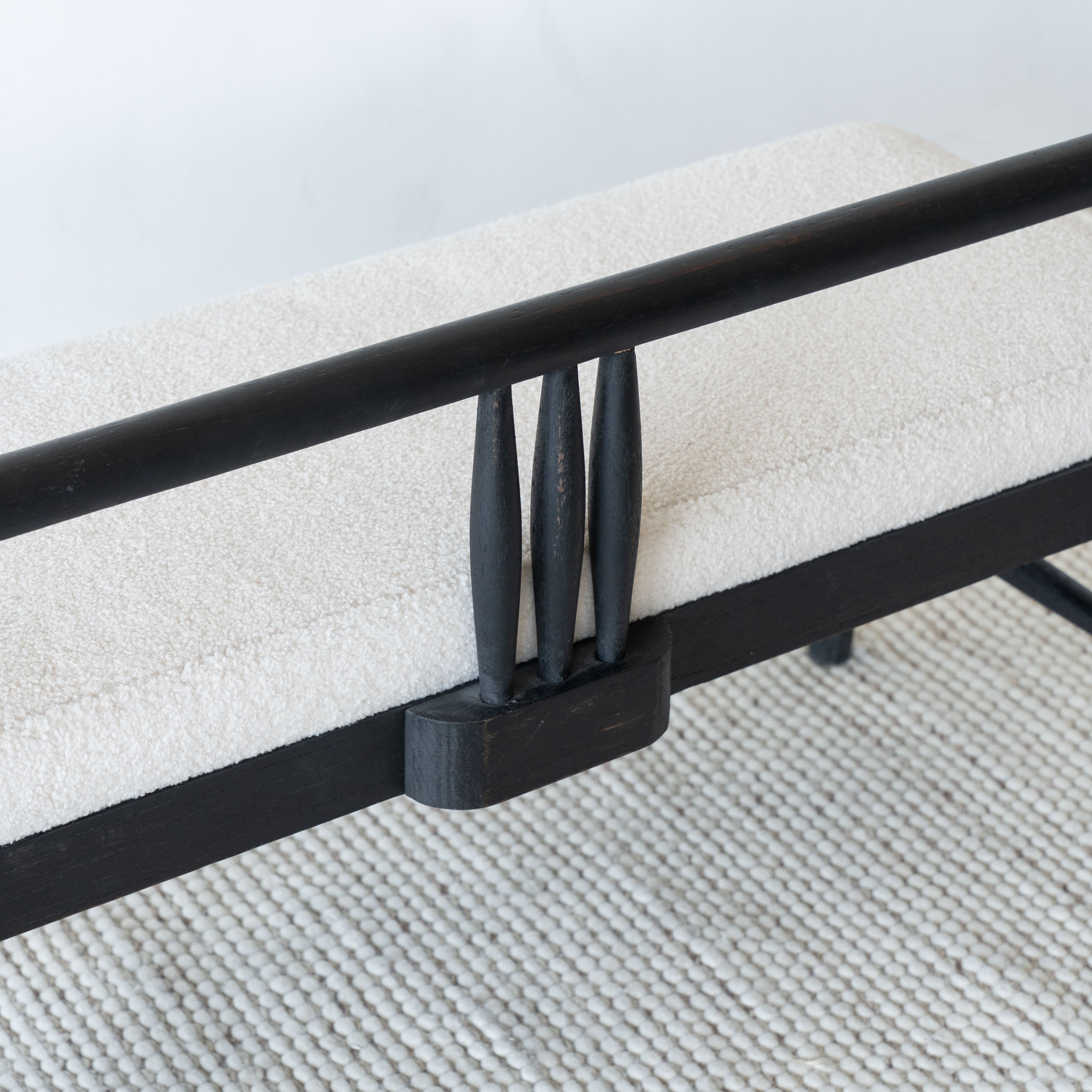 Mondrich Solid Wood Black & Boucle Bench -  - WS Living - UAE Modern Home Furniture Stores in Dubai