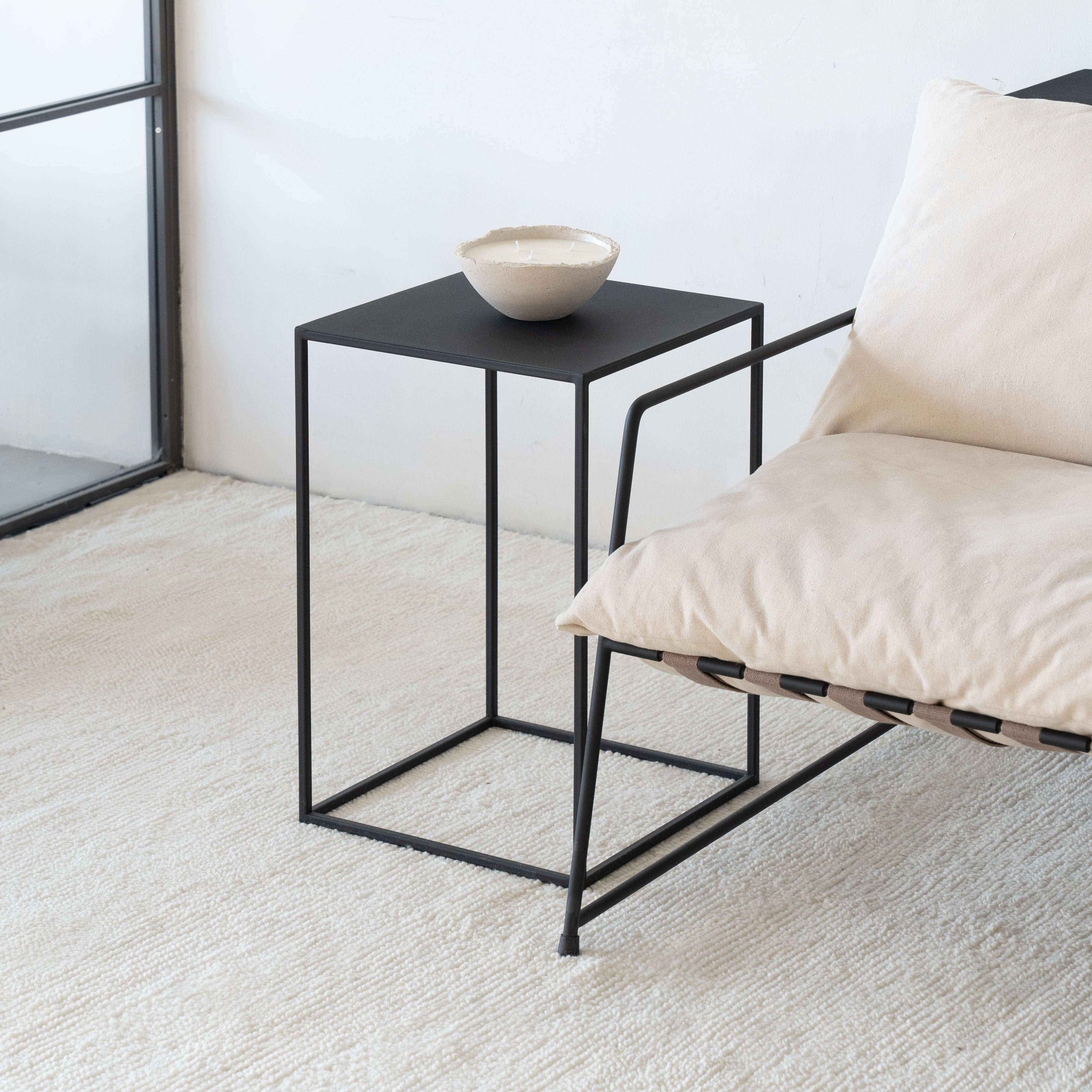 Monochrome Side Table  - WS Living - UAE -  Wood and steel Furnitures - Dubai