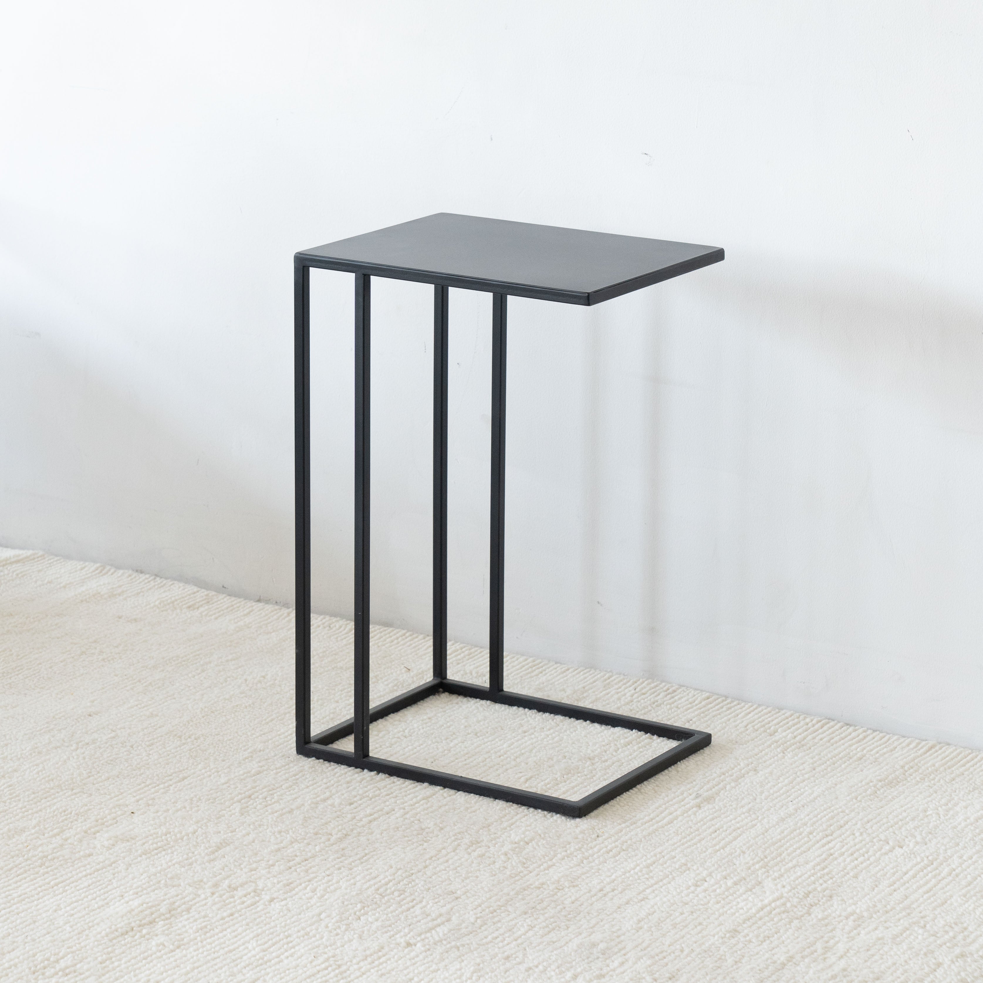 Monochrome Side Table C-Shape  - WS Living - UAE - Side Table Wood and steel Furnitures - Dubai