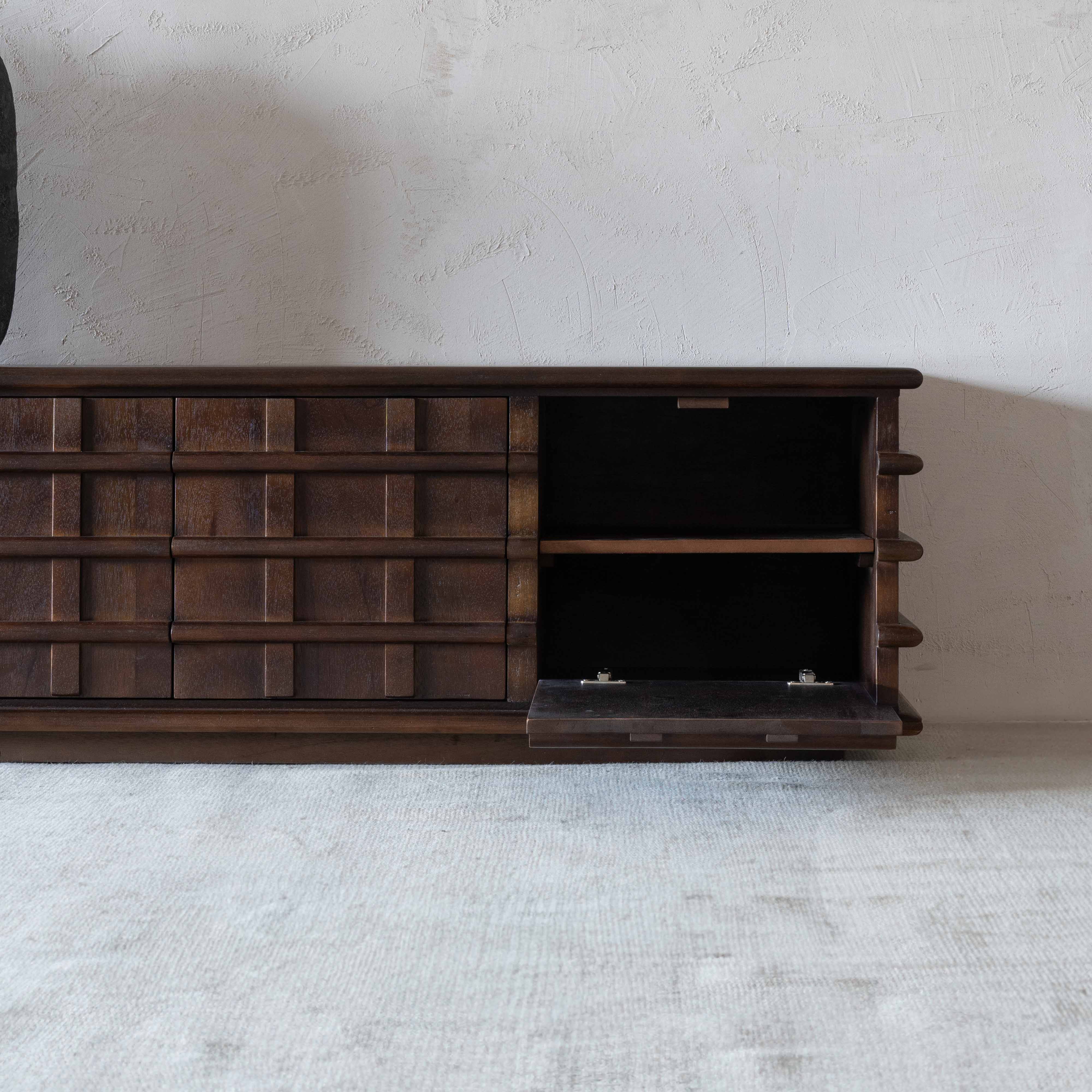 Mosaka Modern Solid Wood TV Unit - TV Units - WS Living - UAE Wood and steel Furnitures in Dubai